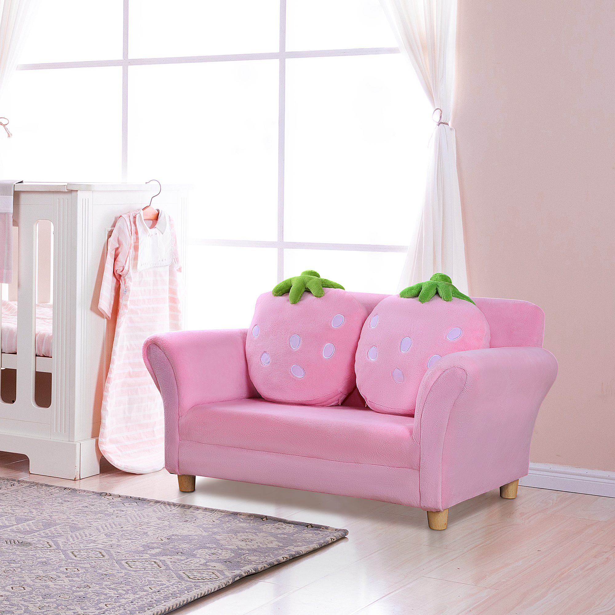 Kindersofa Kindersessel Sofa Couch Kinder Stuhl Kinderzimmer Softsofa Doppelsofa Einzelsofa(Erdbeersofa)
