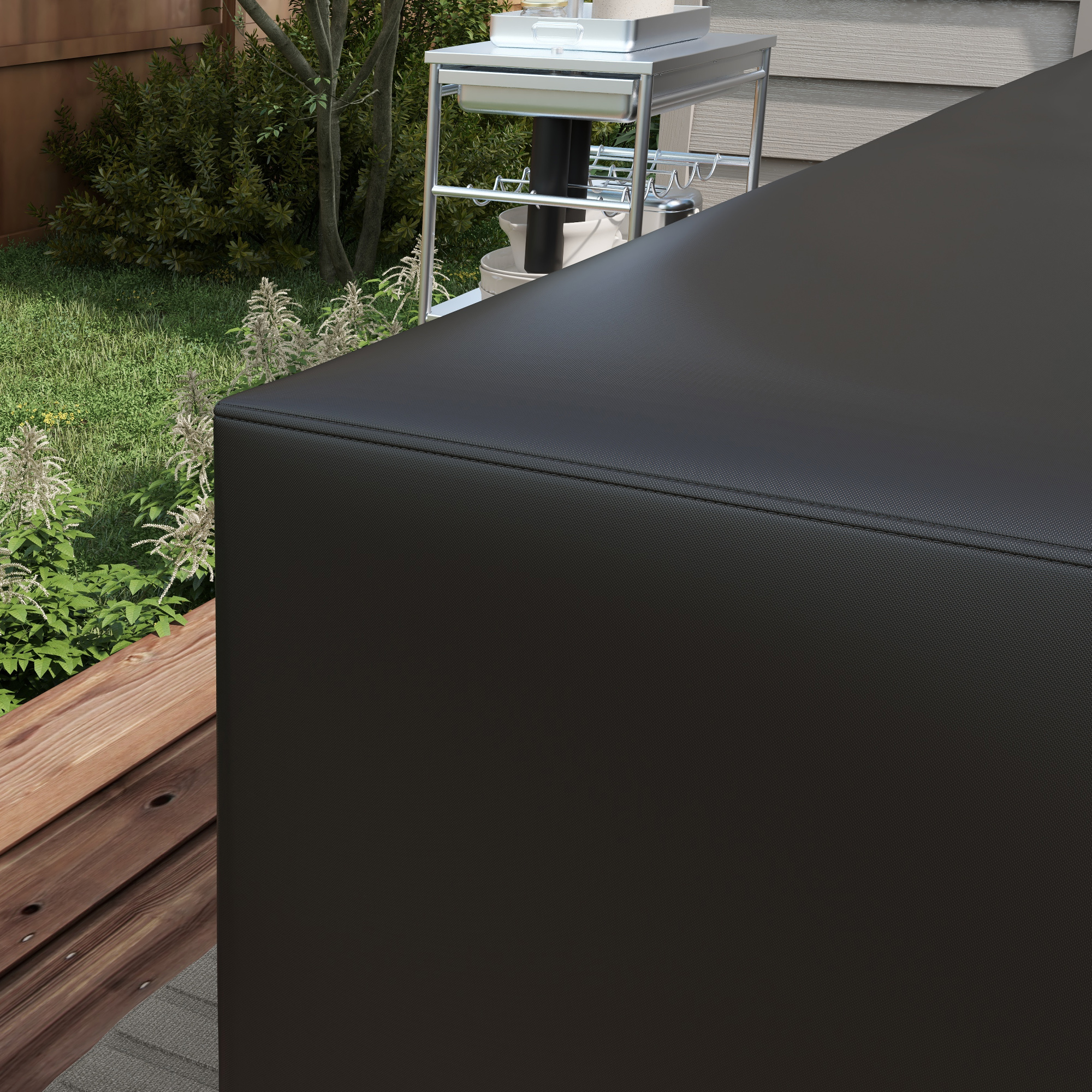 Schutzhülle für Gartenmöbel L-förmige Wasserdicht Abdeckung für Ecksofa, Anti-UV 250 x 250 x 79 cm Schwarz