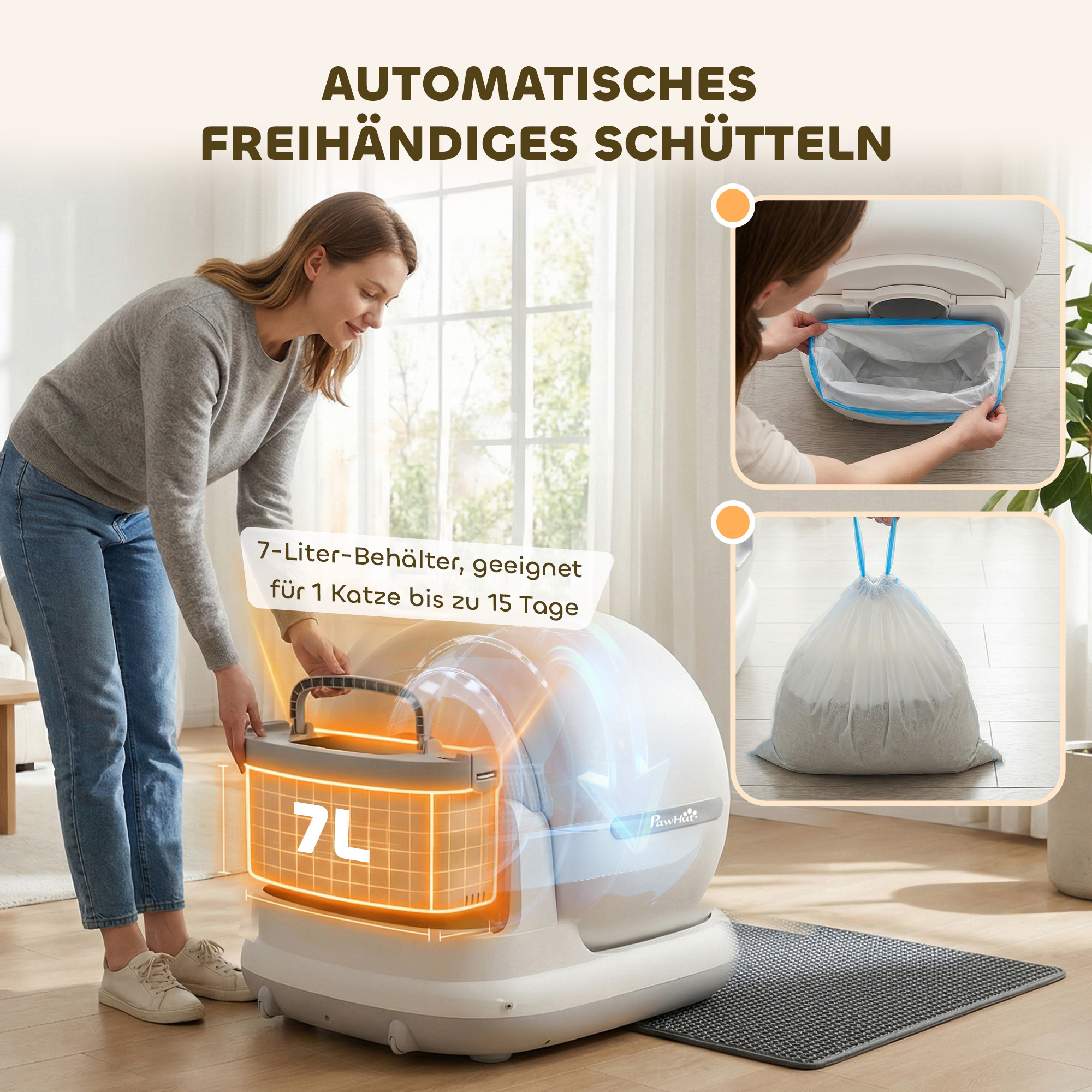 selbstreinigende Katzentoilette, XL 72L Katzenklo Selbstreinigend mit HD-Kamera, App-Steuerung Müllbeutel, für 1-12 kg