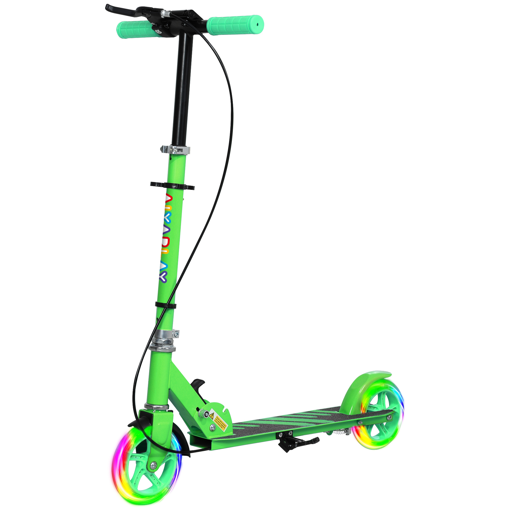 Kinderroller, Doppelte Bremsen, Metallrahmen, Fußstütze, faltbar, 3-8 Jahre, Grün