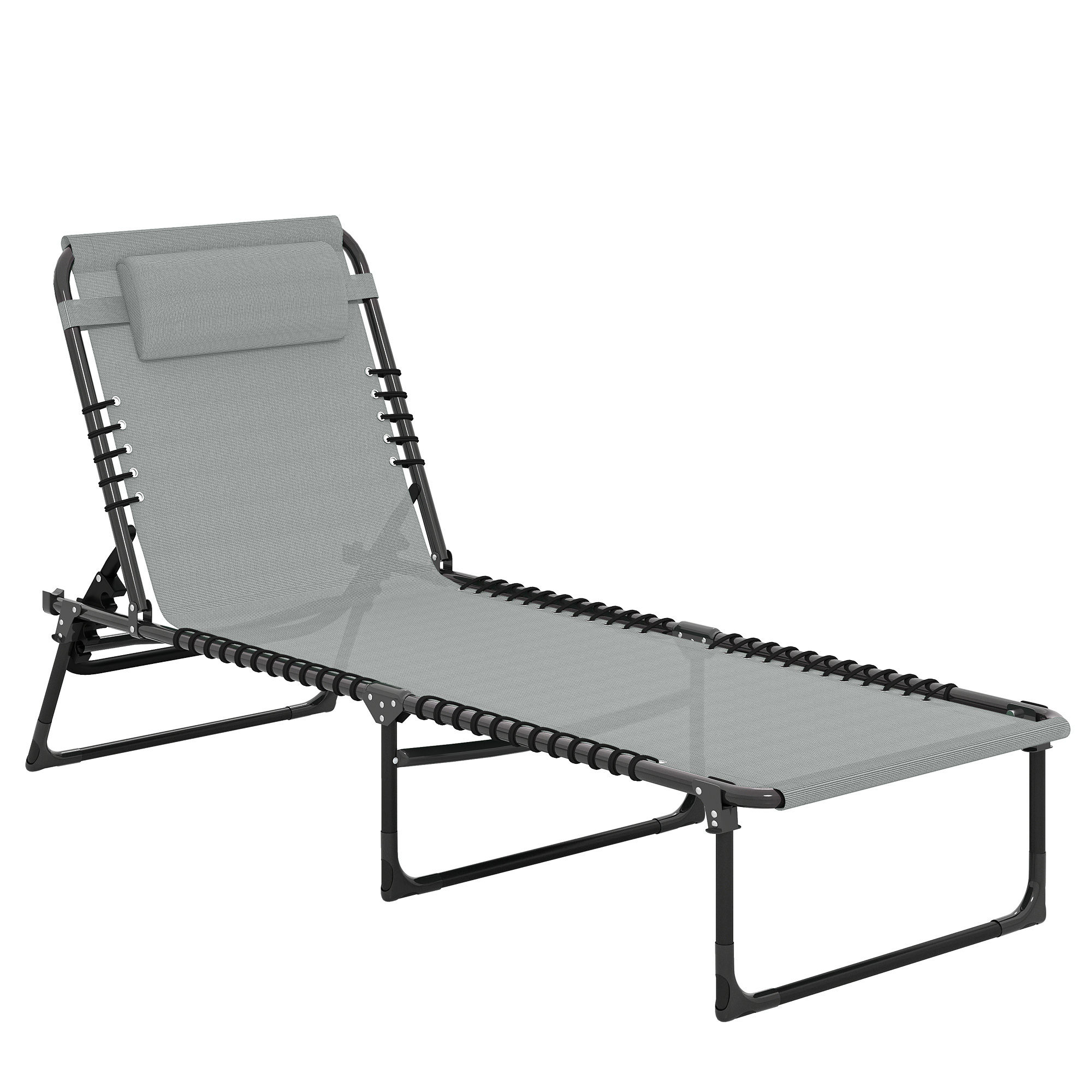 Sonnenliege, klappbar, atmungsaktiver Bezug, Metallrahmen, 189 x 58 x 30 cm, Hellgrau