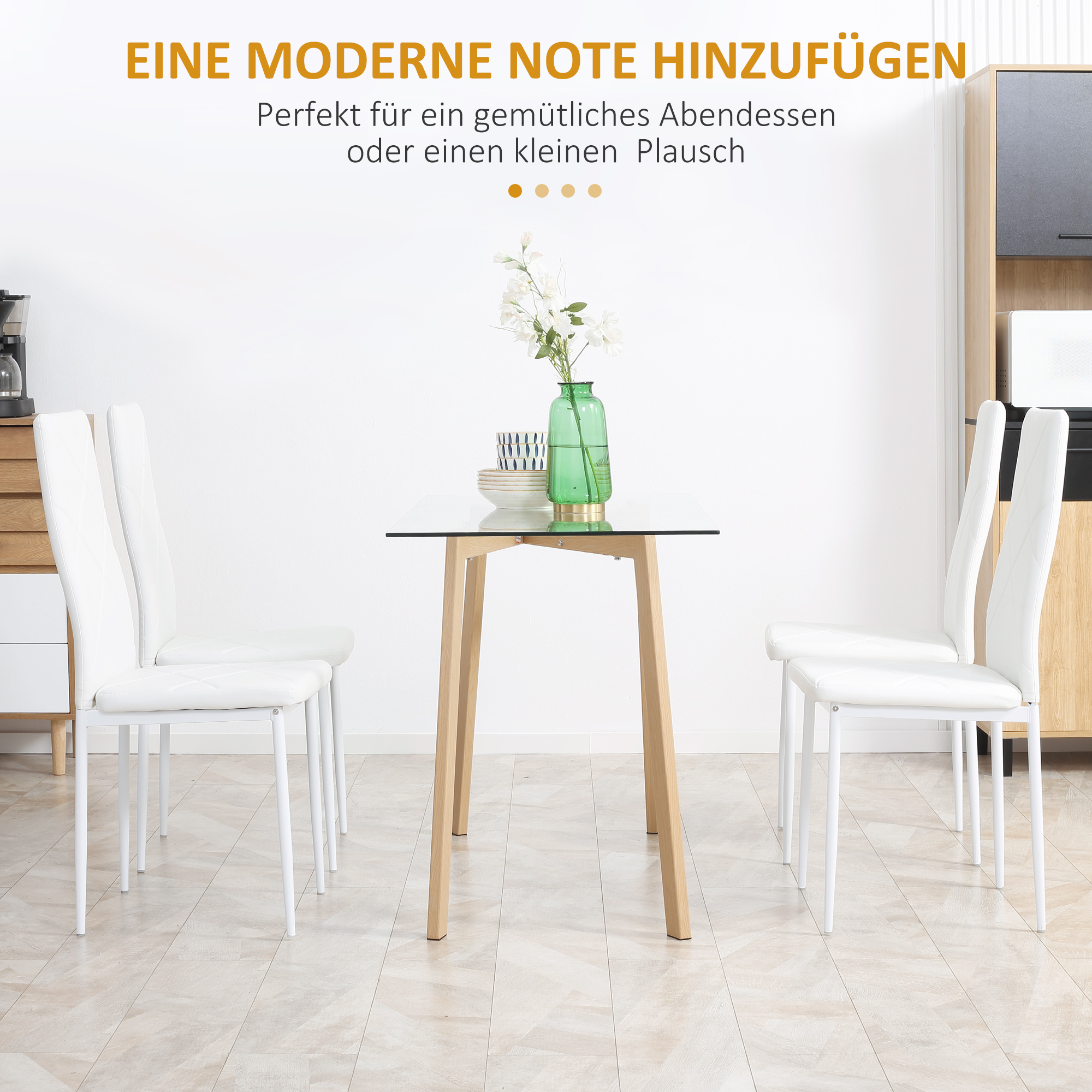 4er-Set Stühle, Esszimmerstühle, Küchenstühle, 41 cm x 50 cm x 97 cm, Weiß