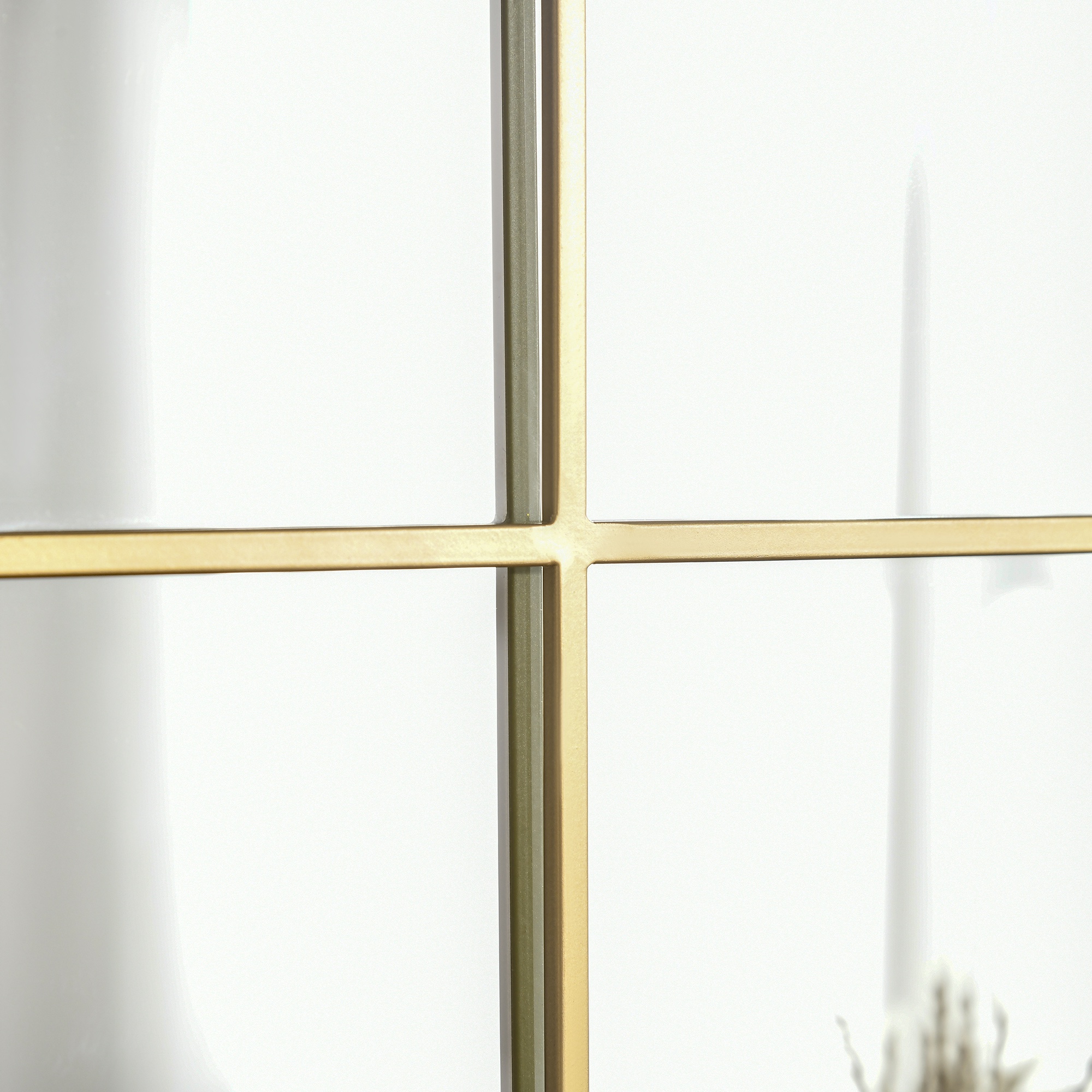 Fensterspiegel mit Metallrahmen, 70 x 2 x 50 cm, goldfarben
