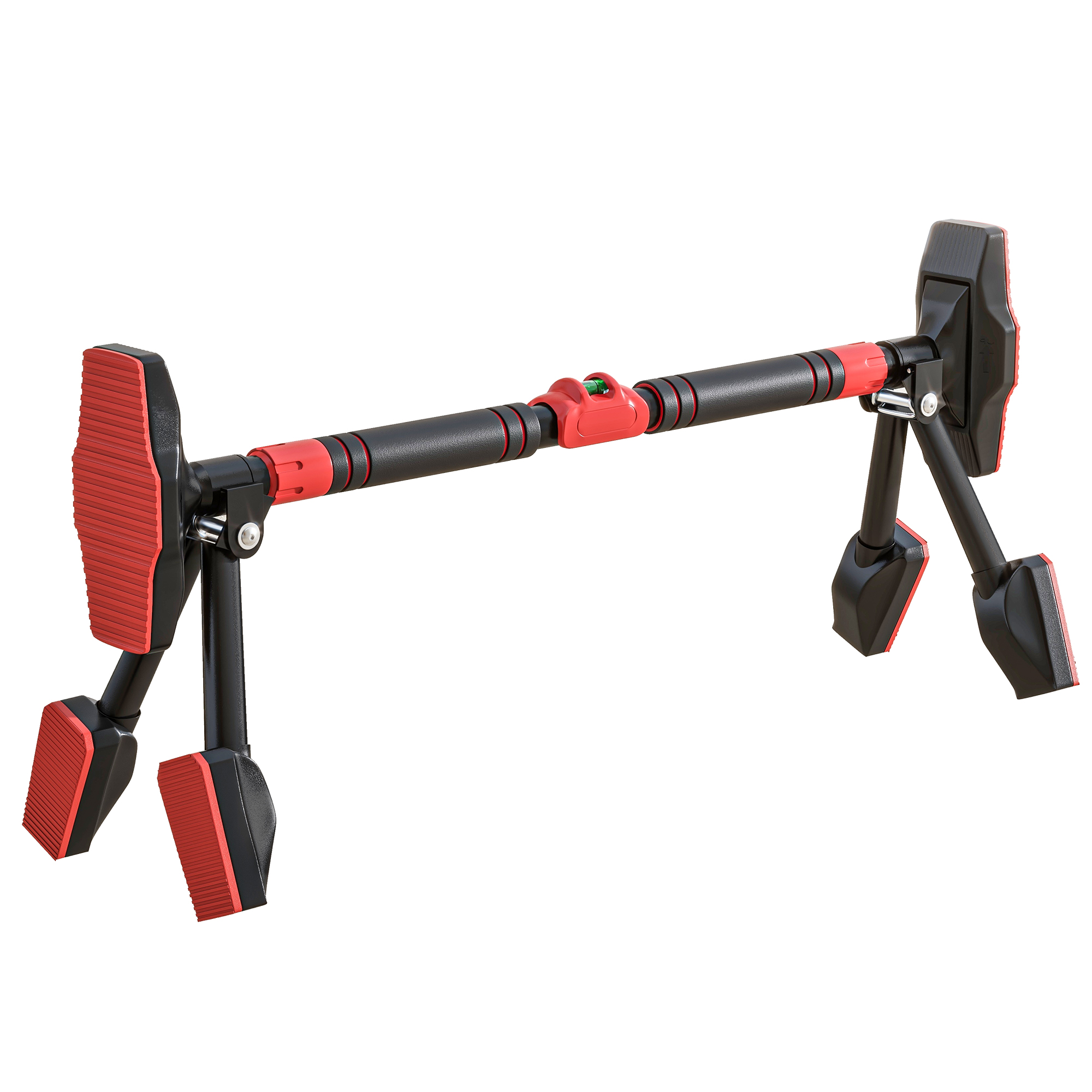 Klimmzugstange, verstellbar 81-107cm, Wasserwaage, 6-Punkt-Unterstützung, Metall, Schwarz/Rot Klimmzugstange, verstellbar 81-107cm, Wasserwaage, 6-Punkt-Unterstützung, Metall, Schwarz/Rot