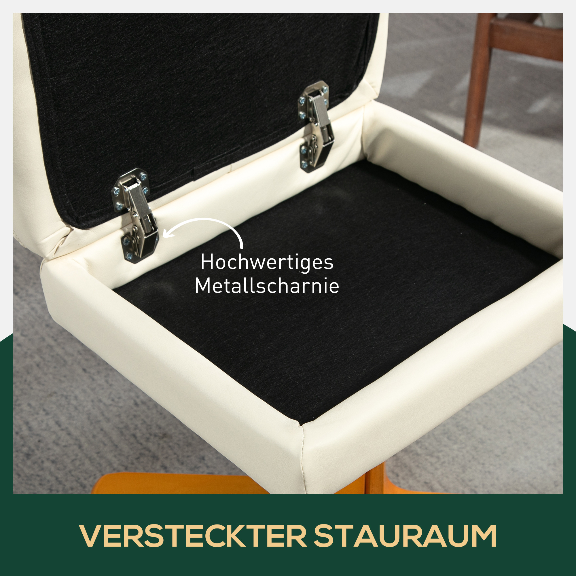 Relaxsessel mit Hocker, 145° neigbare Rückenlehne, 360° drehbar, Kunstleder, Cremeweiß