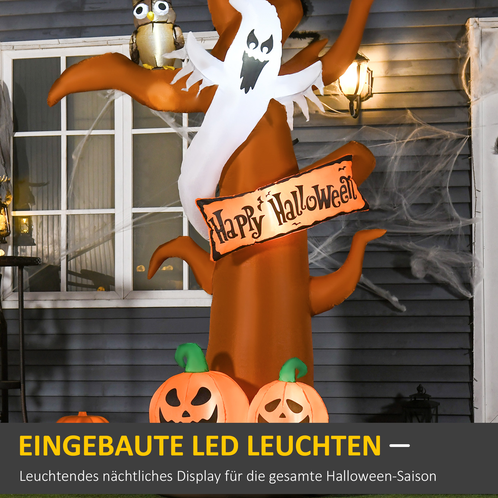 Selbstaufblasend Halloweendekoration mit LED-Lichtern, inkl. Gebläse und Befestigungsmaterial, 156cm x 107cm x 274cm