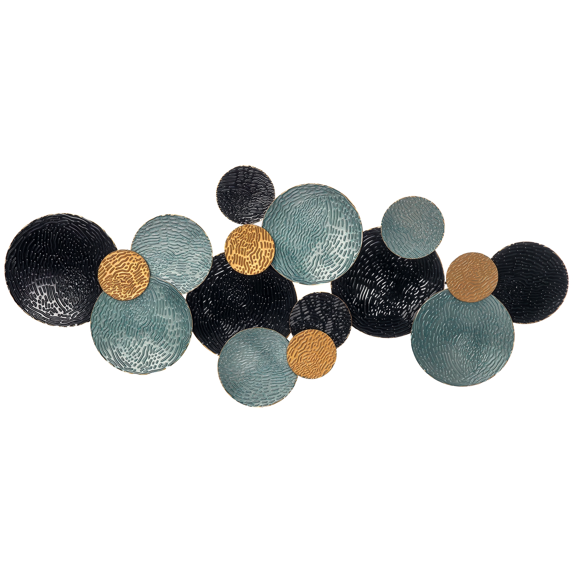 3D-Wanddekoration mit Kreisen 121 cm x 4 cm x 53 cm Metall Blau + Schwarz