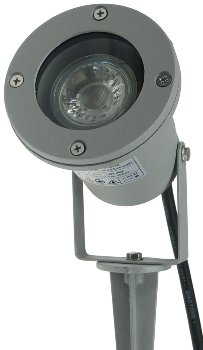Gartenleuchte "CT-GS10", silbergrau, 230V, 1,5m Kabel+Erdspieß, GU10 Fassung