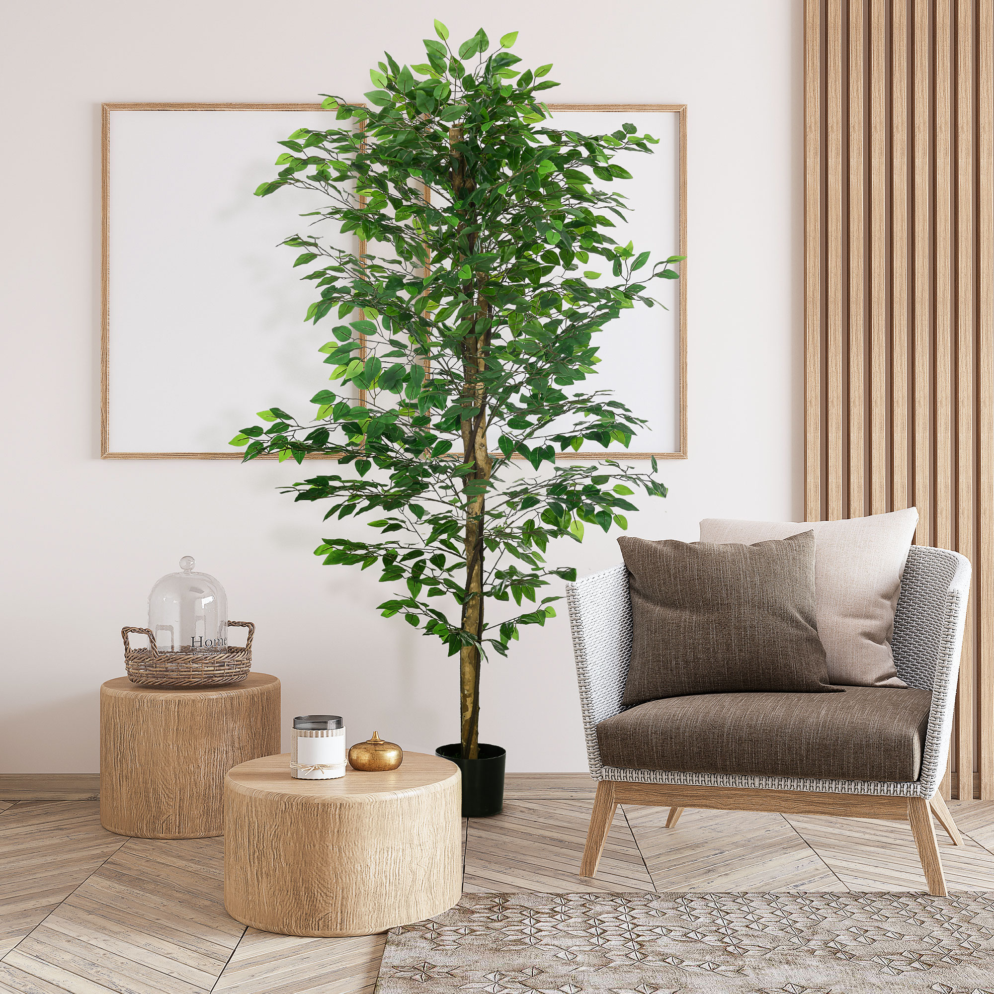 künstlicher Ficus-Baum, realistisch, pflegeleicht, inkl. Topf, 180 cm hoch, Grün