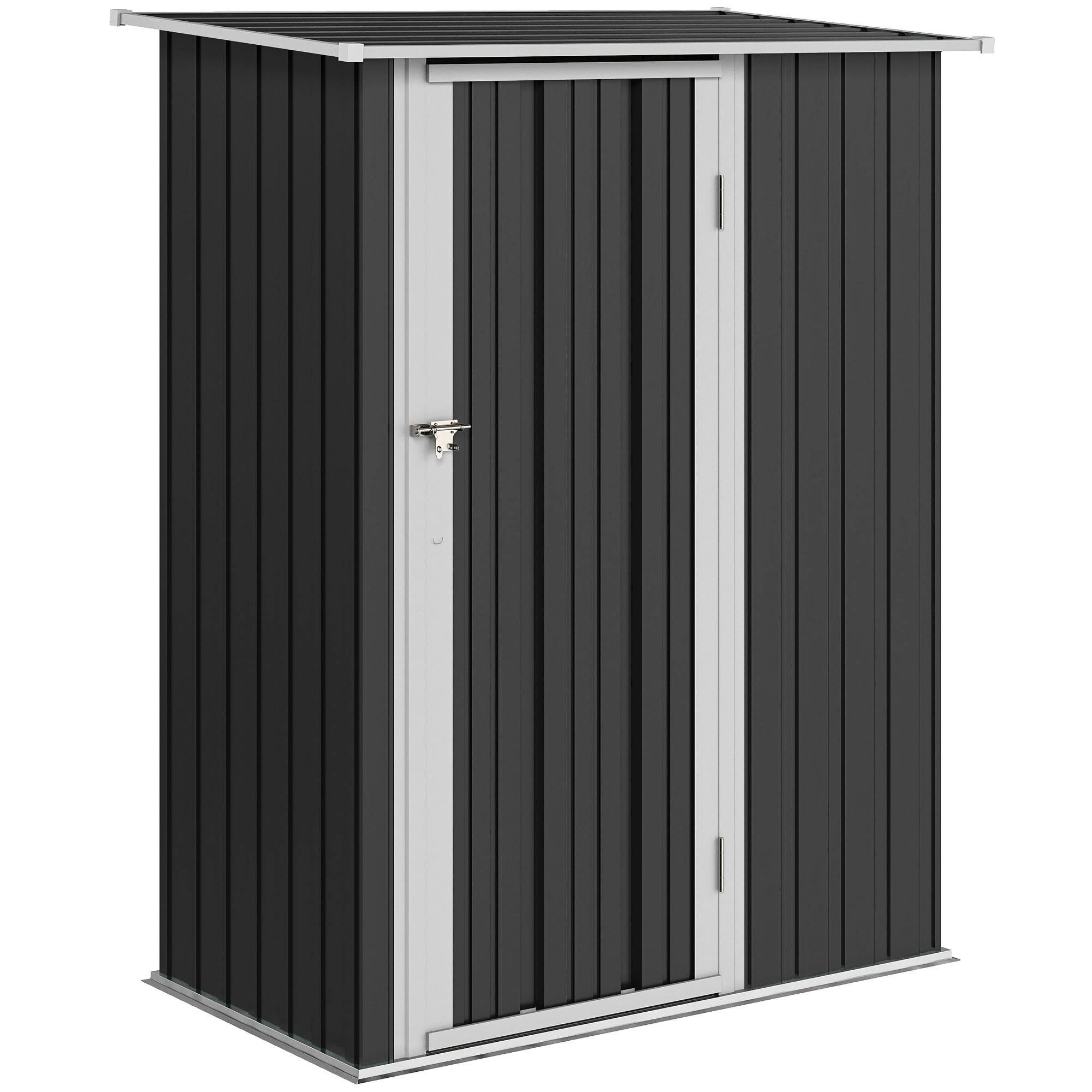 Metall Gerätehaus 1,07 m² 142 x 86 x 189 cm Geräteschuppen mit Pultdach Abschließbarer Tür, wetterfest Gartenhaus Outdoor Garten Schuppen für Hinterhof Außenbereich Dunkelgrau