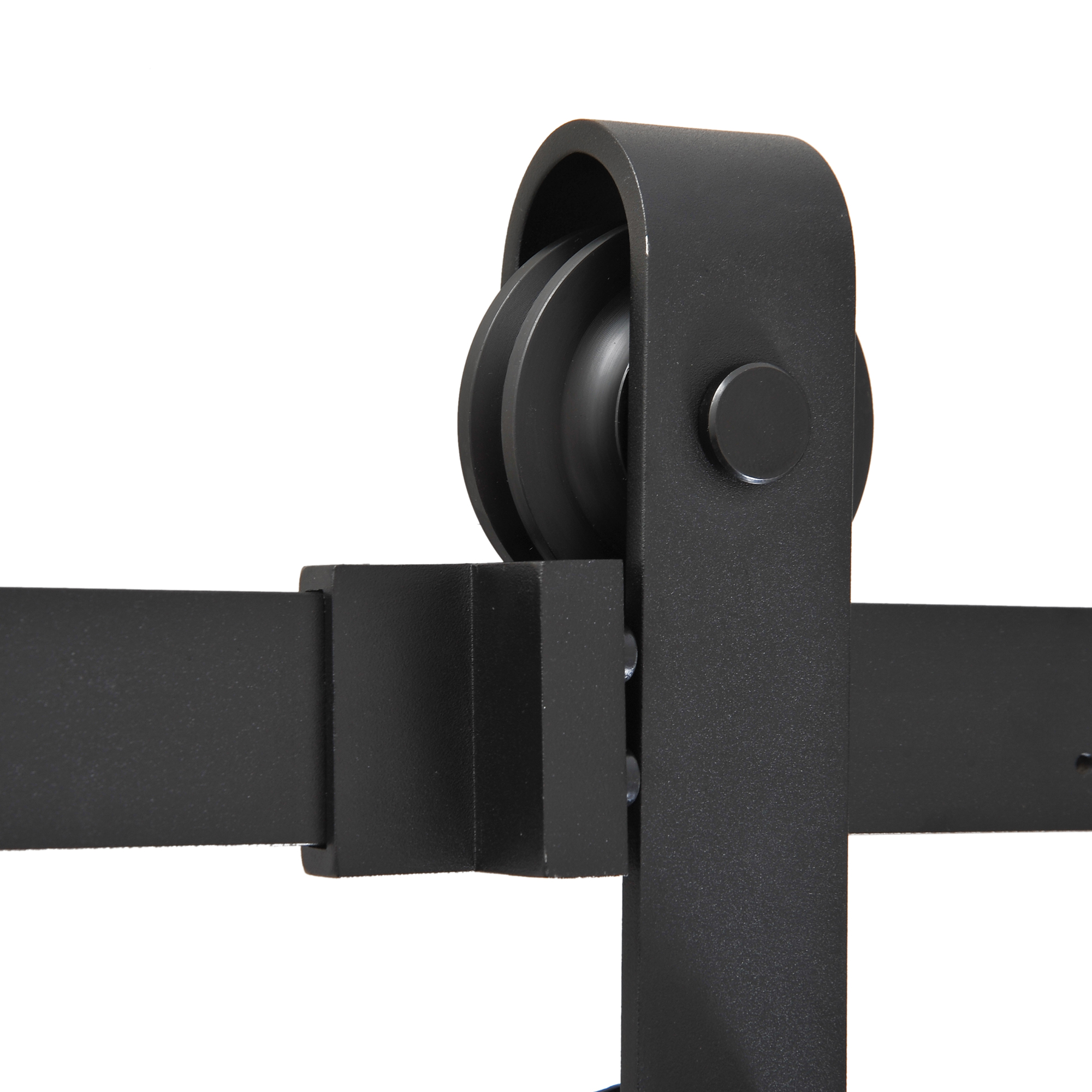 Gleitschienen-Bausatz für Schiebetür, bis 90 kg, Kohlenstoffstahl, 200 cm, Schwarz, inkl. Werkzeuge