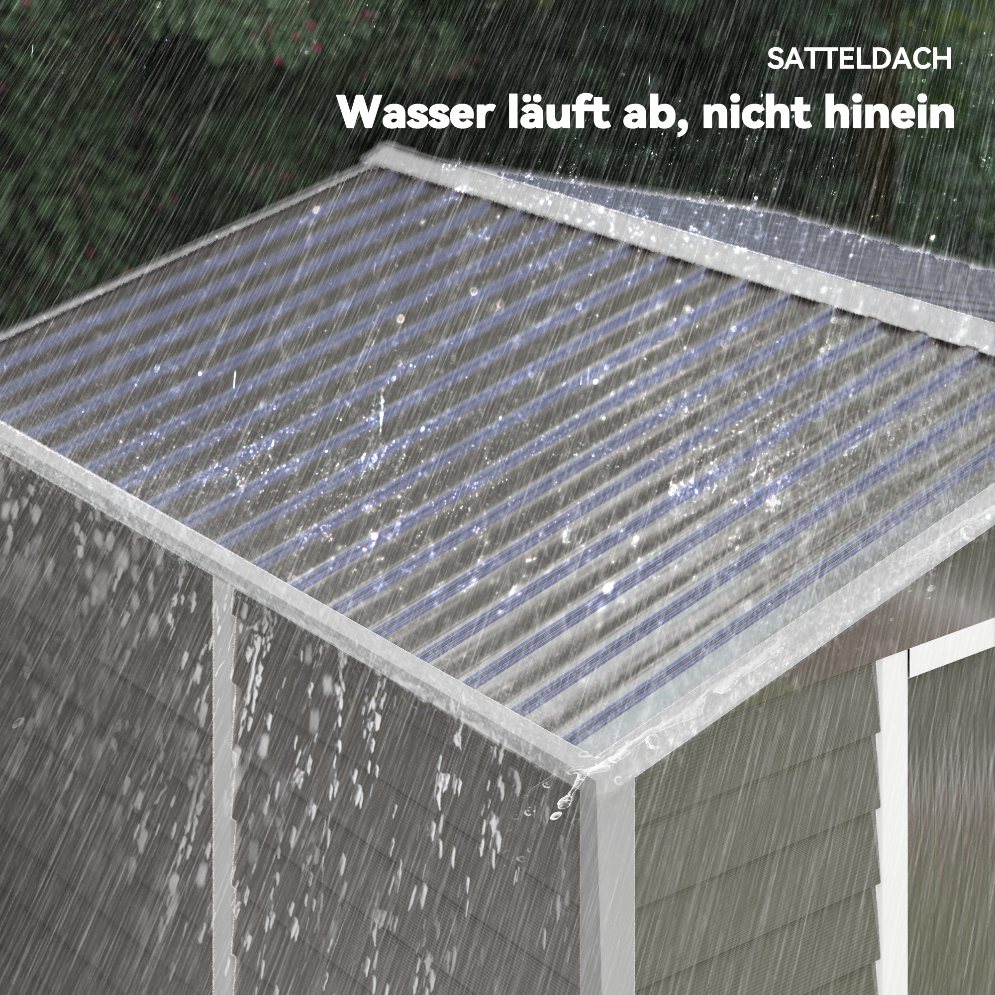 Geräteschuppen aus Metall, wetterfest & rostfrei, abschließbar,  2,40 x 2,06 x 1,98 m, Hellgrau