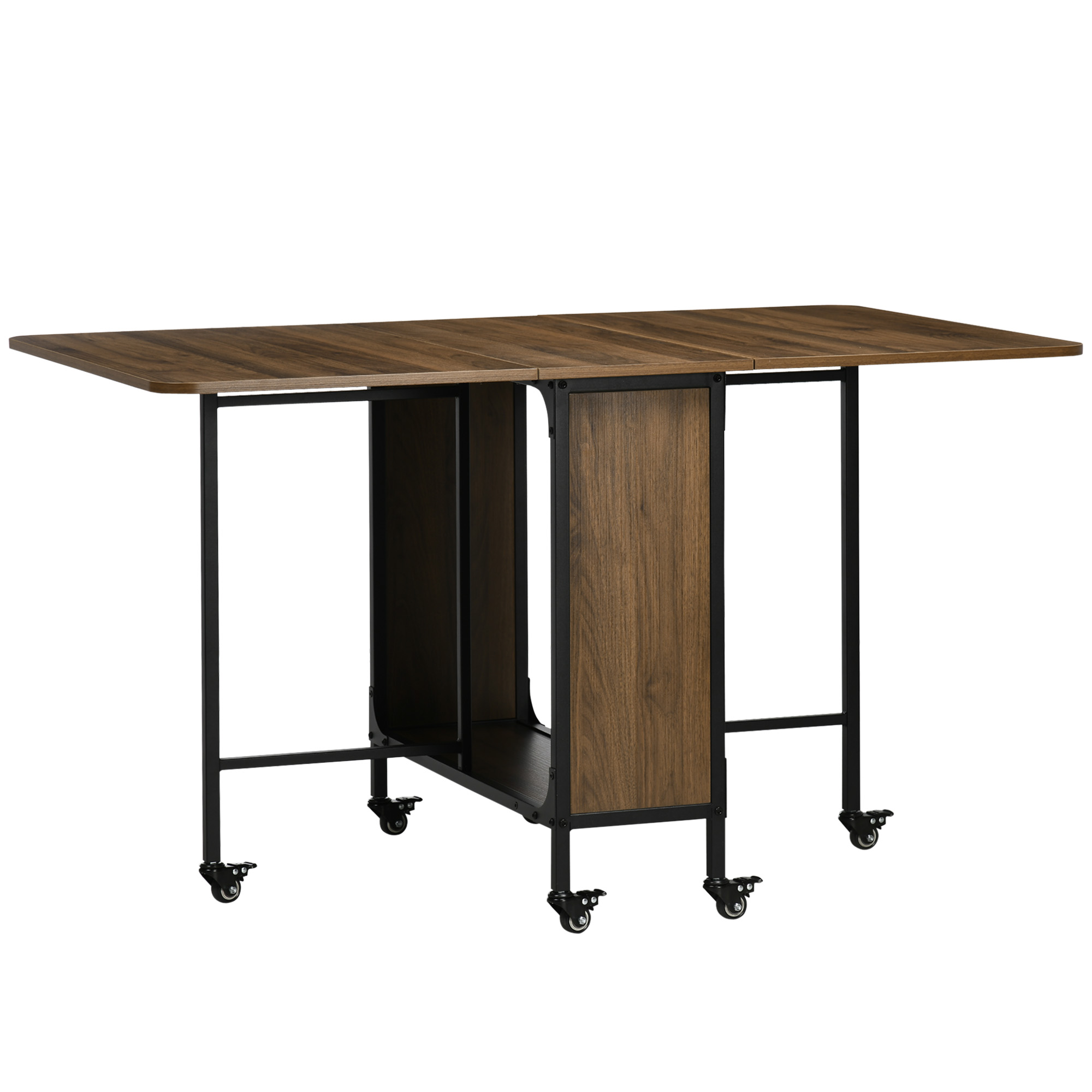 Mobiler Klapptisch Klapptisch, 2 klappbare Flächen, 130 cm x 80 cm x 74 cm, Braun