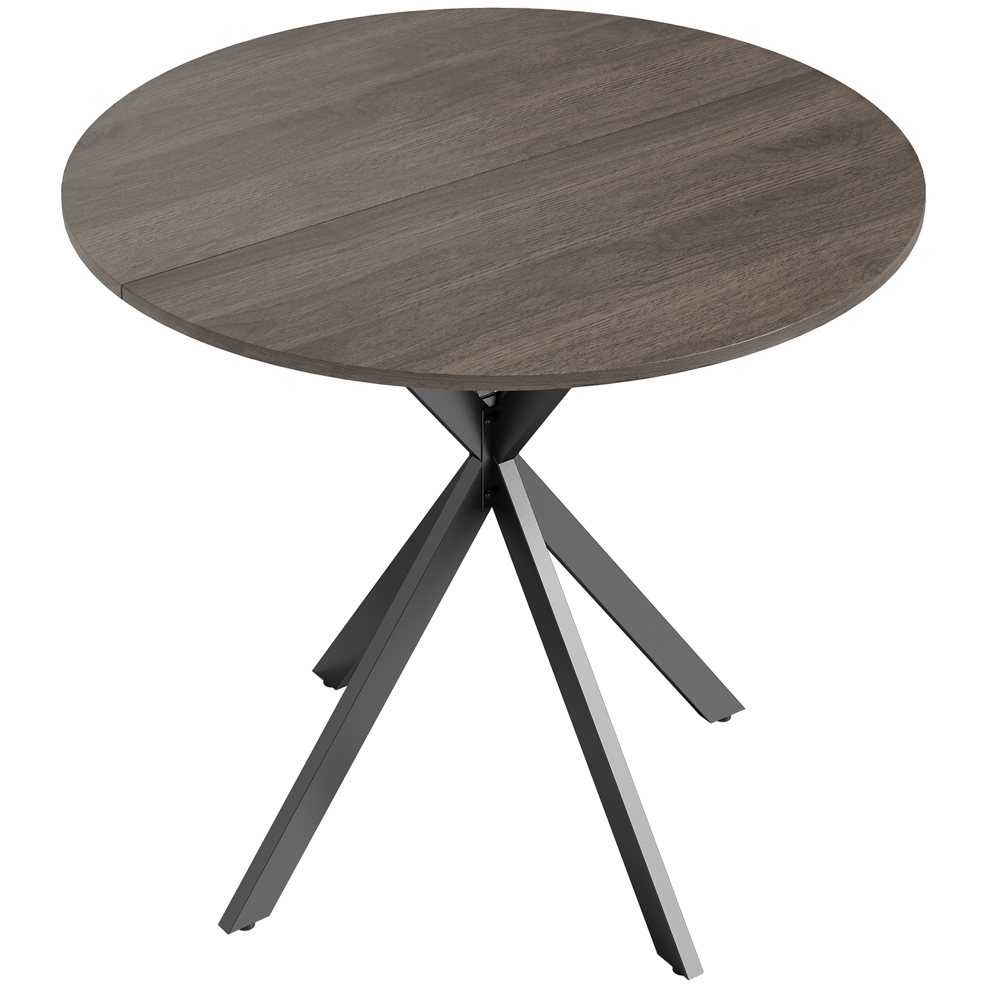 Runder Küchentisch, 80 cm, kompakte Tischplatte, Spanplatte, Metall, Braun