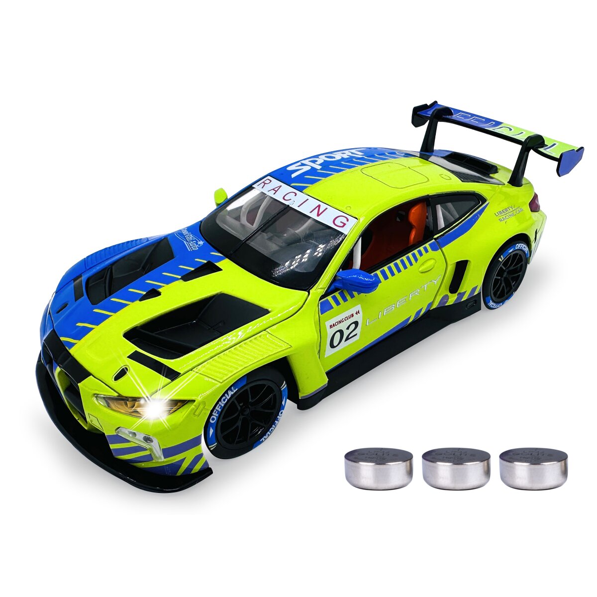 BMW M4 GT3 Diecast 1:24 grün inkl. Knopfzellen