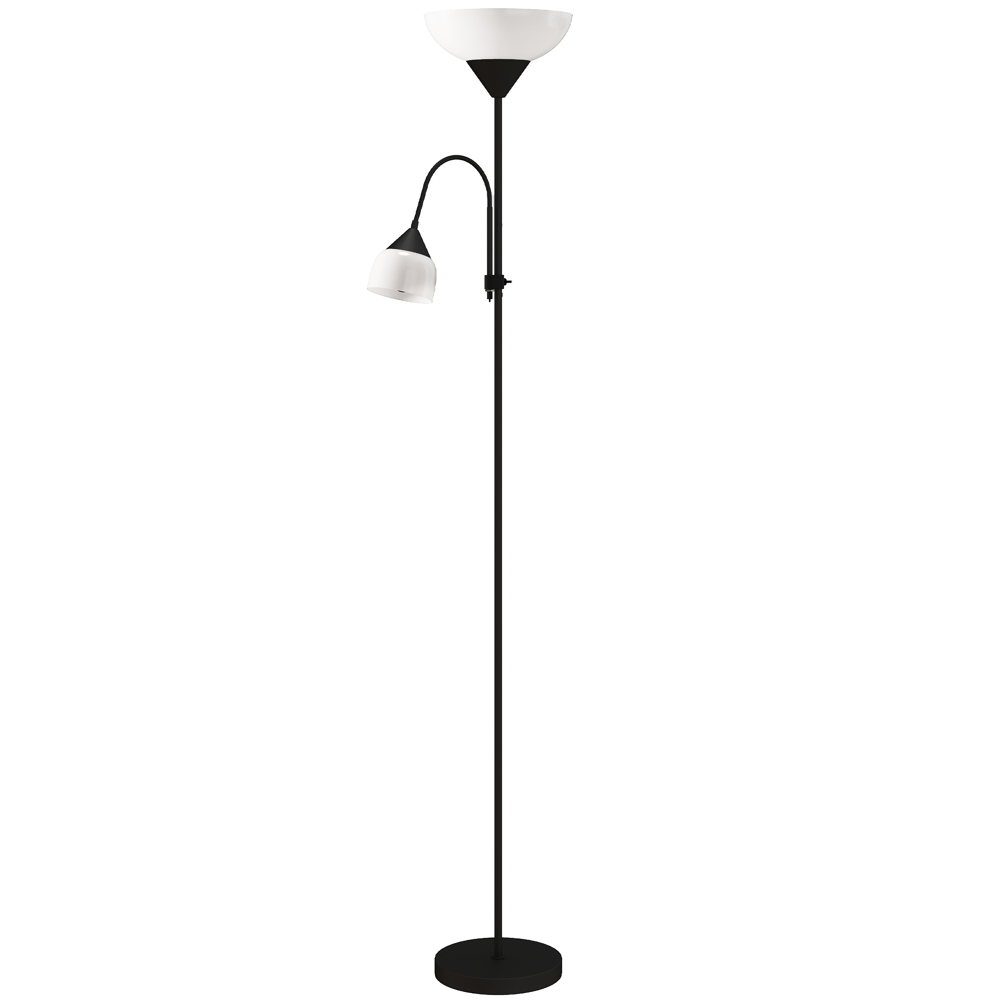 Uplighter, Mutter-und-Kind-Stehlampe, hohe Lampe mit 3 Farbtemperaturen und flexiblem Schwanenhals, Schwarz