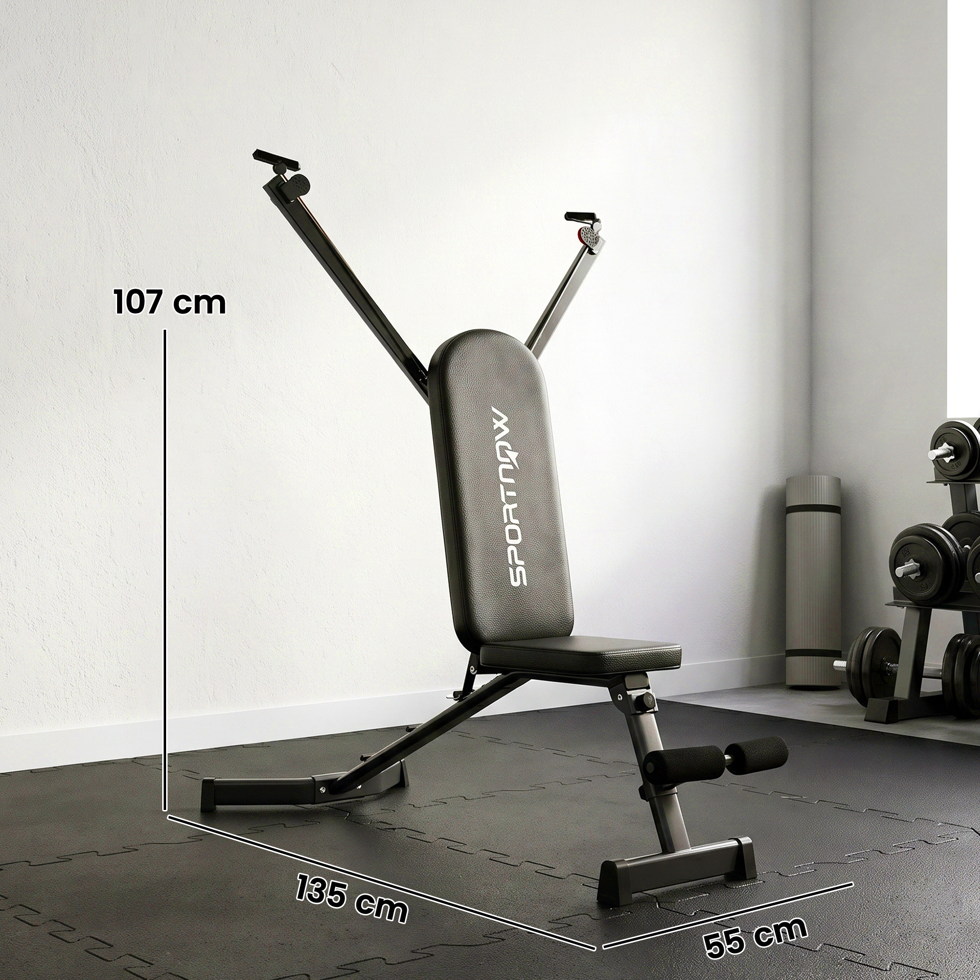 Hantelbank klappbar Trainingsbank mit Beinstrecker 3-Fach Rückenlehne, 3 Widerstandsstufe 300 kg Last