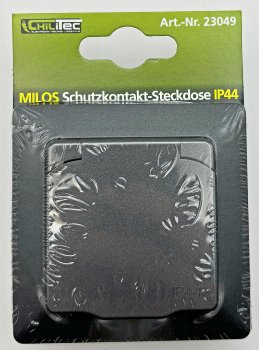 MILOS Schutzkontakt-Steckdose IP44, 250V~/ 16A, inkl. Rahmen, UP, Anthrazit