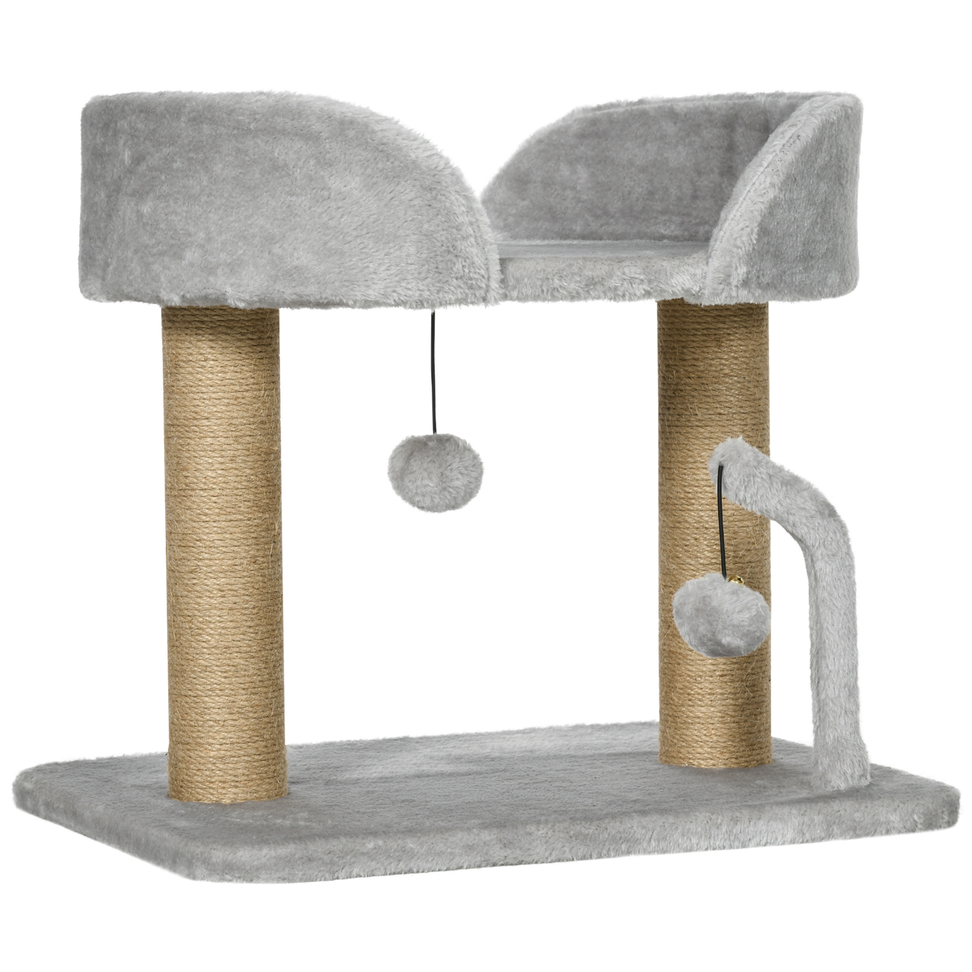 Kratzbaum, 42 cm kleiner Katzenbaum mit Jute-Kratzpfosten, Plattform, Grau
