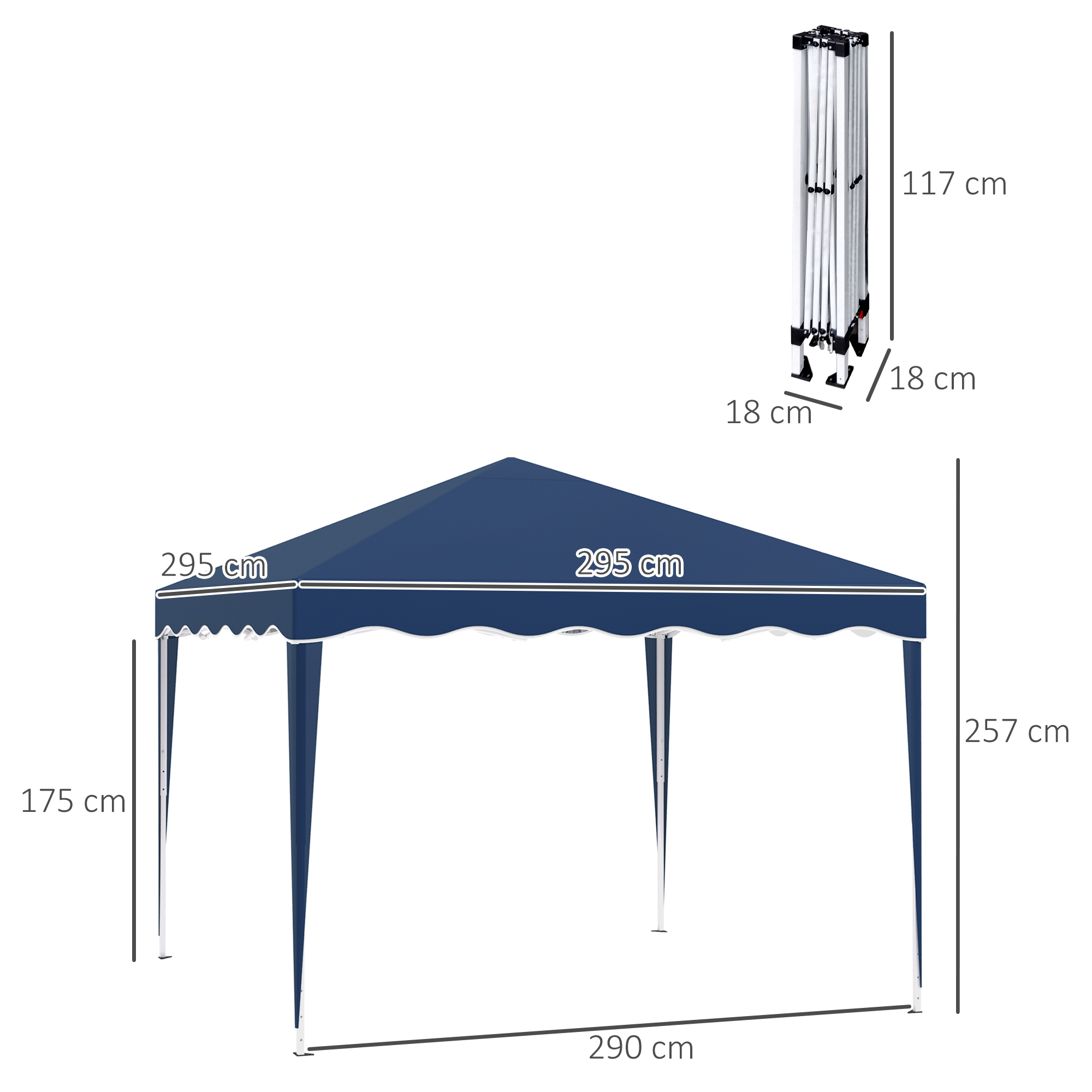 Faltpavillon Pavillon 3 x 3 m Gartenpavillon faltbar Partyzelt höhenverstellbar Gartenzelt mit Transporttasche UV-Schutz Stahl Oxford Blau