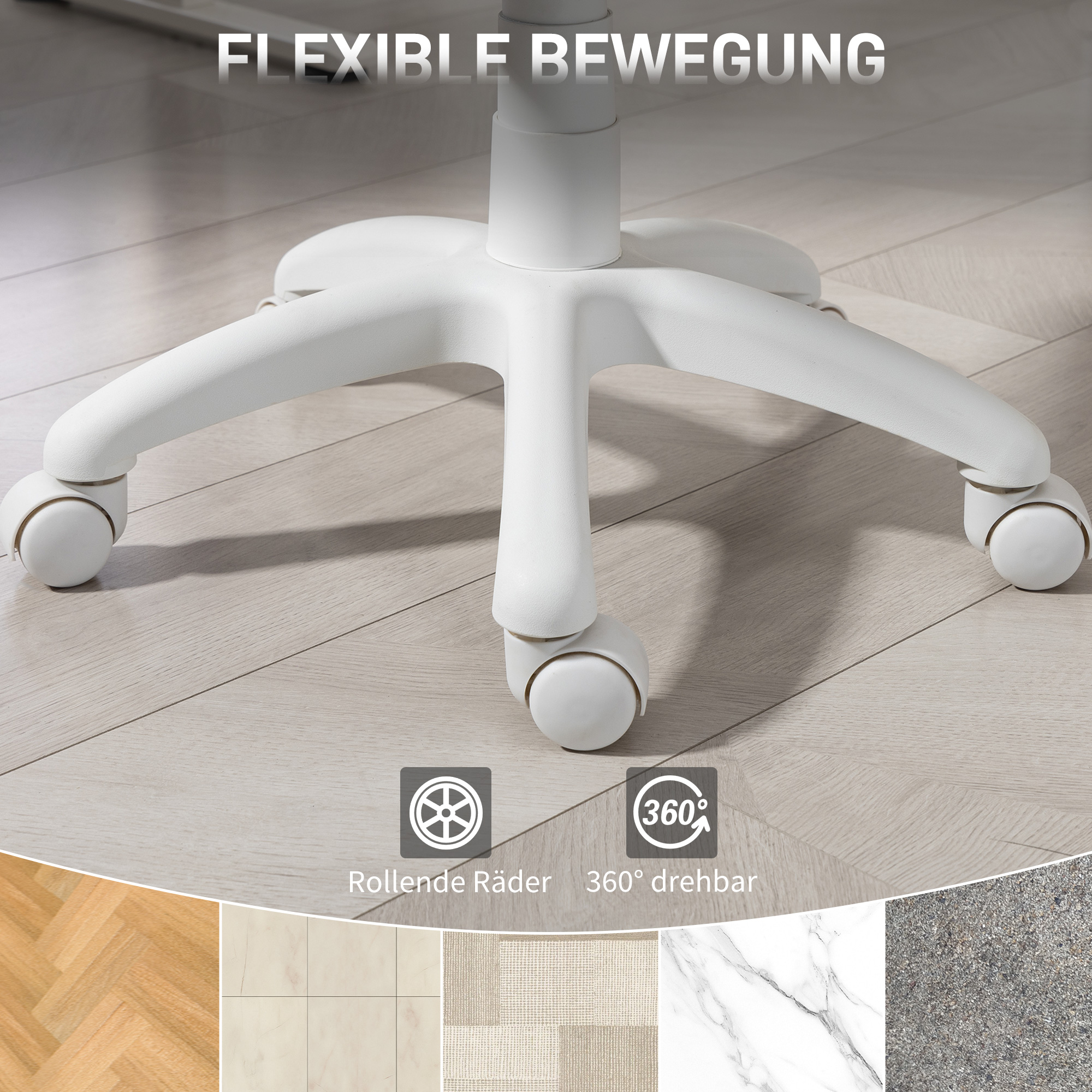 Bürostuhl Ergonomischer Schreibtischstuhl mit C-förmiger Rückenstütze, Höhenverstellbar Rosa