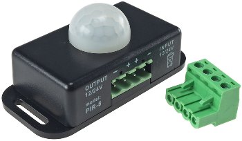 Bewegungsmelder 12-24V=, 6A / IP20, bis 8m Reichweite, 60°, 1-10min