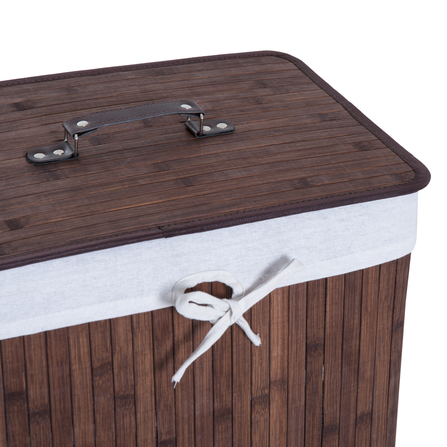 Wäschekorb schmal mit Deckel 72L Wäschesammler mit Griff, herausnehmbarer Wäschesack, Wäschebox für Waschküche Schlafzimmer Badezimmer, Dunkelbraun