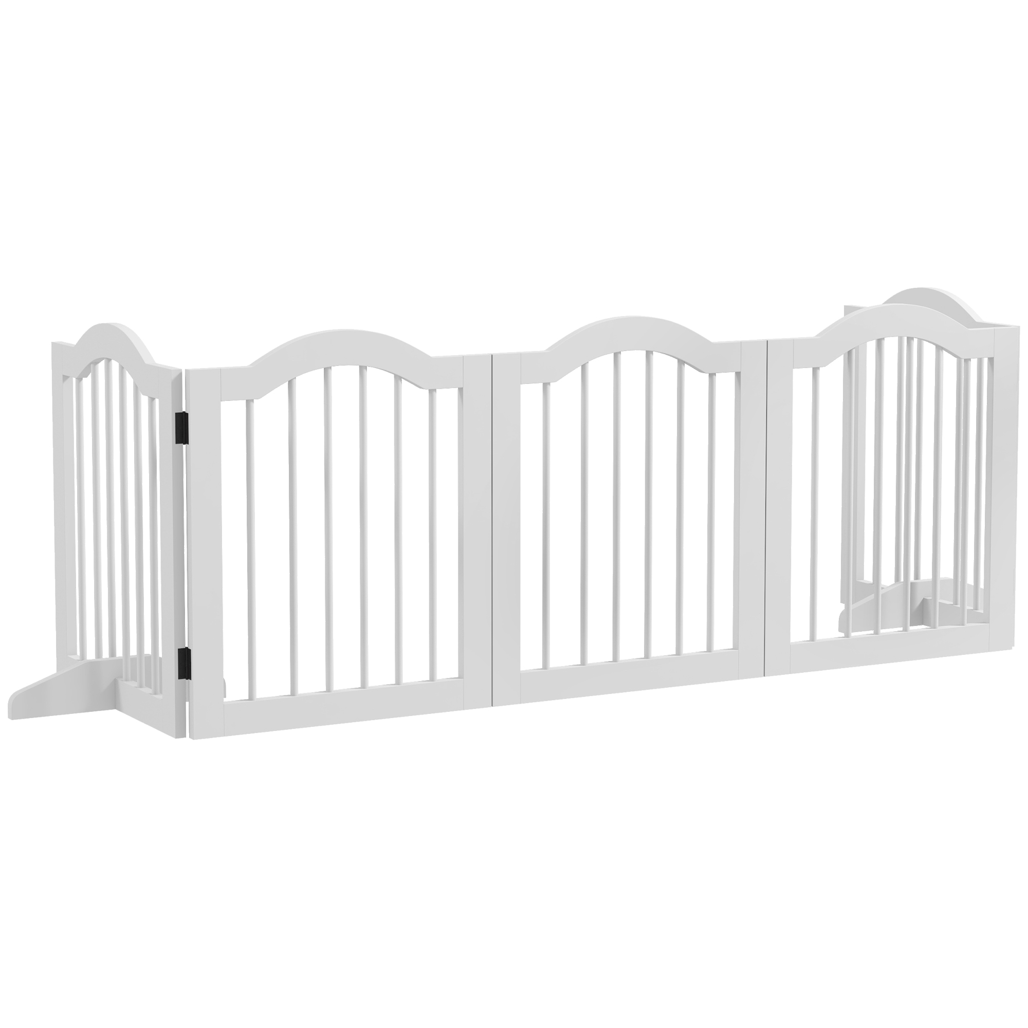 Hunde-Absperrgitter, 5 Paneele, klappbar, flexibel, Massivholz/MDF, 254,5x29,5x61 cm, Weiß