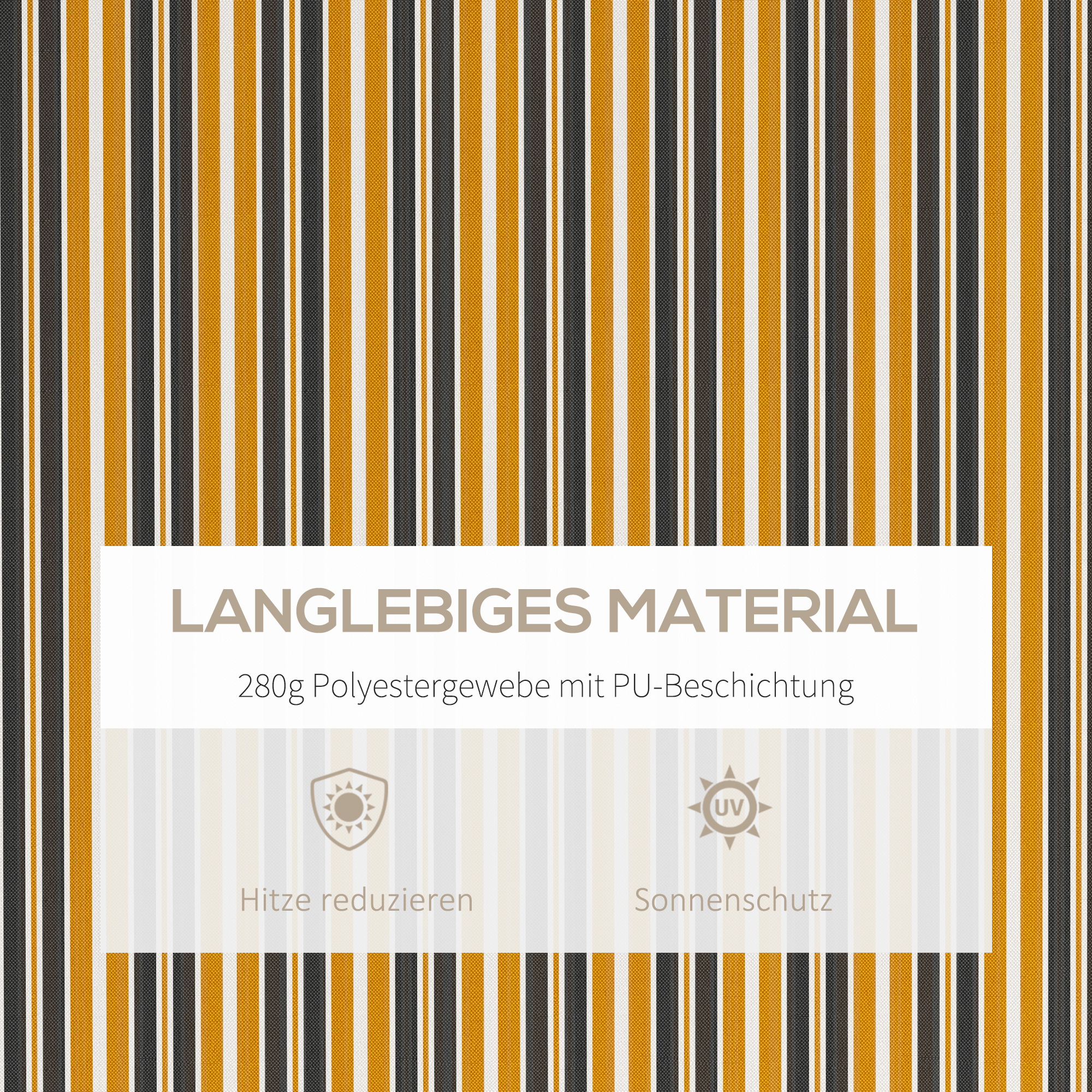 Markise Sonnenschutz Sonnendach, 3, 5 m x 2,5 m, Gelb + Grau