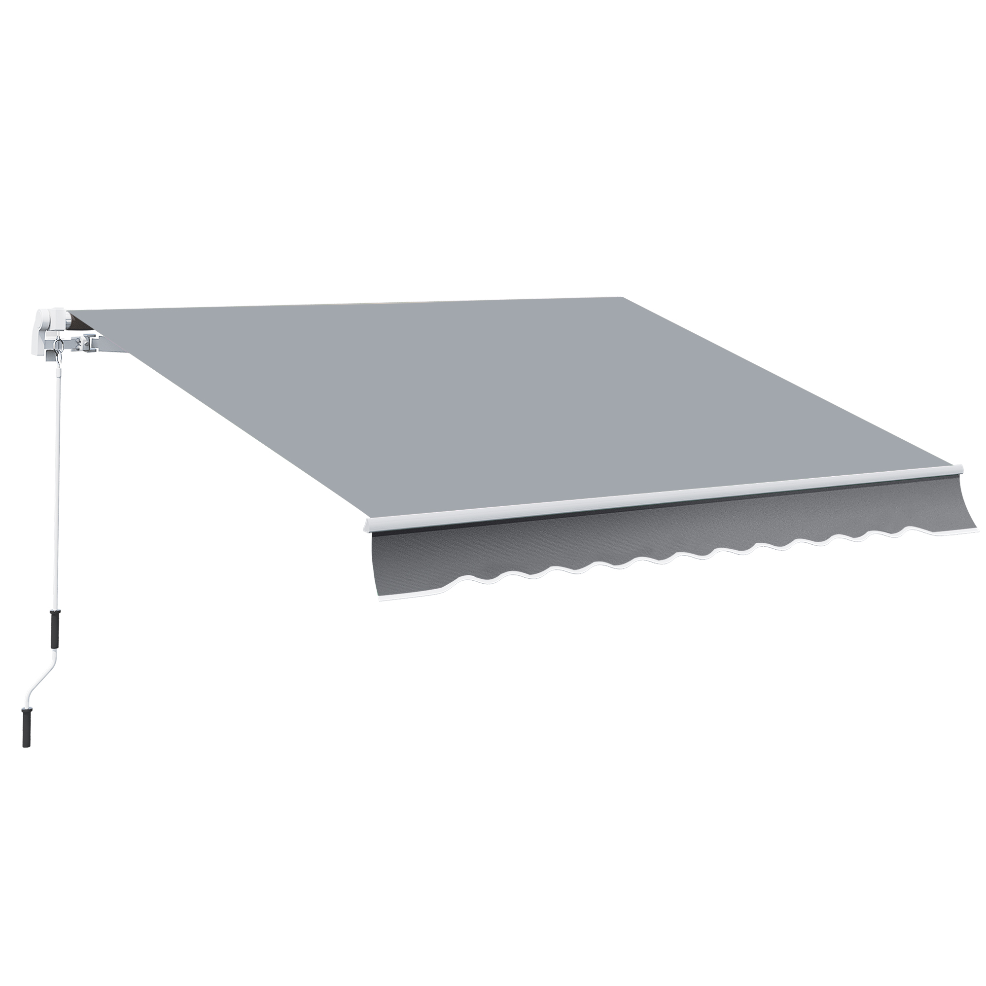 Markise, 3,95 x 2,45 m, Sonnenschutz, einfahrbar, mit Handkurbel, Metallrahmen, Polyester, Grau/Weiß
