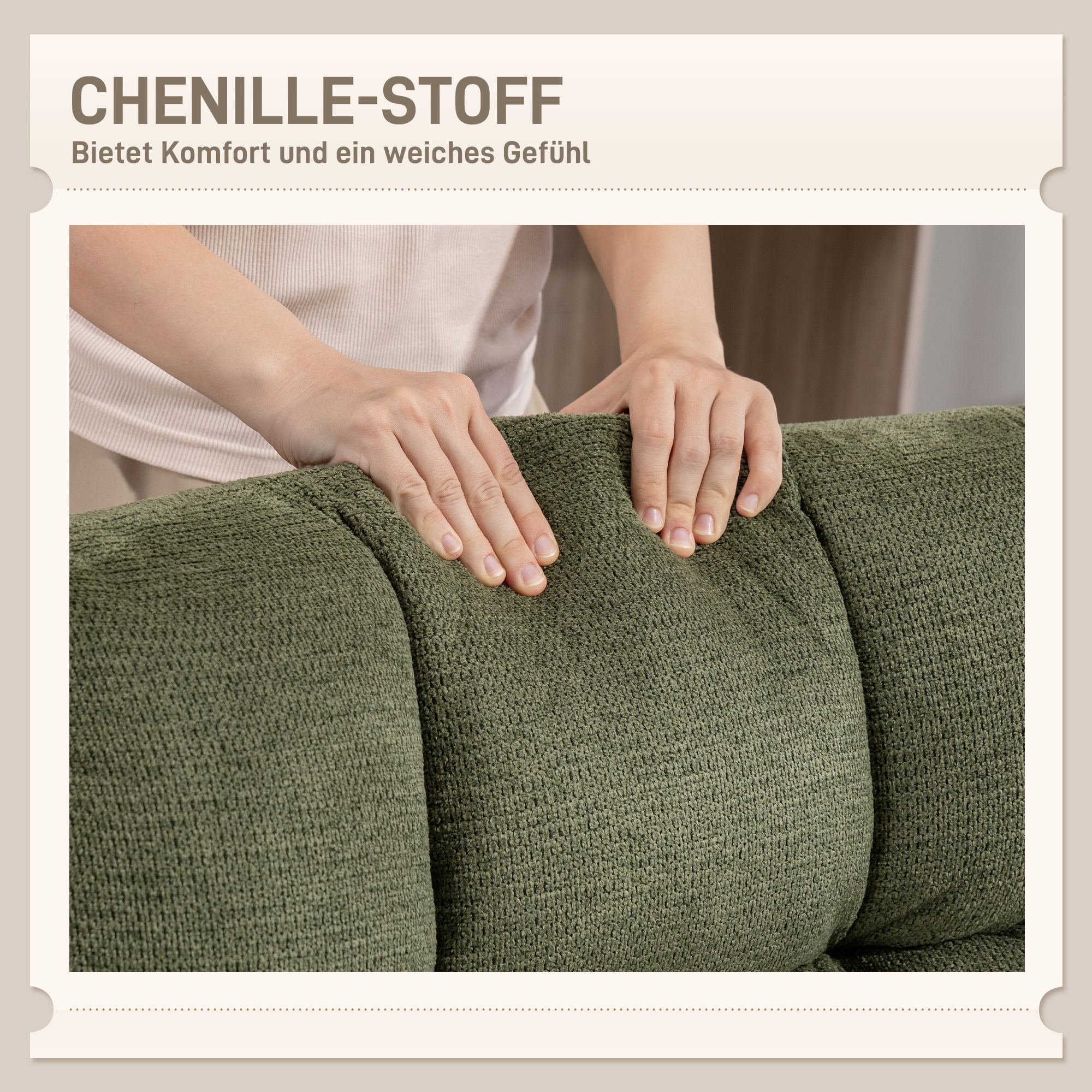 Sessel Drehbar Loungesessel mit Breiter Sitzfläche, wasserabweisend Chenille-Optik, gekreuzt Stahlbeine, Grün
