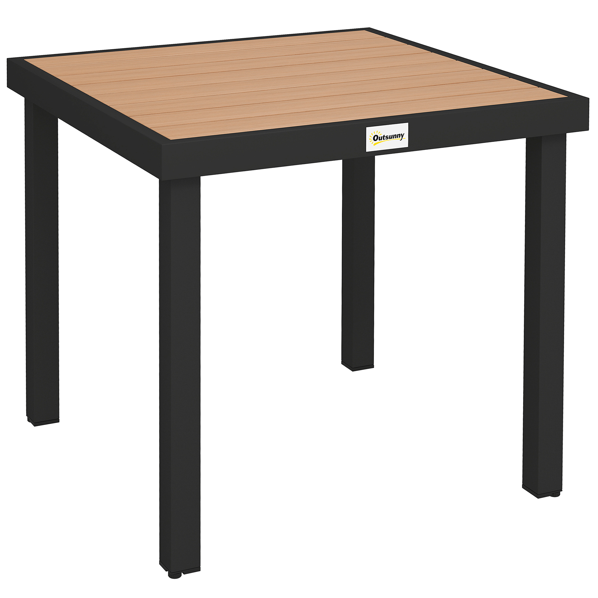 Gartentisch Kunststoff 78 x 78 x 74 cm Wetterfest Aluminiumrahmen, Buffettisch Campingtisch für 4 Personen Balkontisch Terrassentisch Outdoor Esstisch für Garten, Terrasse Balkon Schwarz
