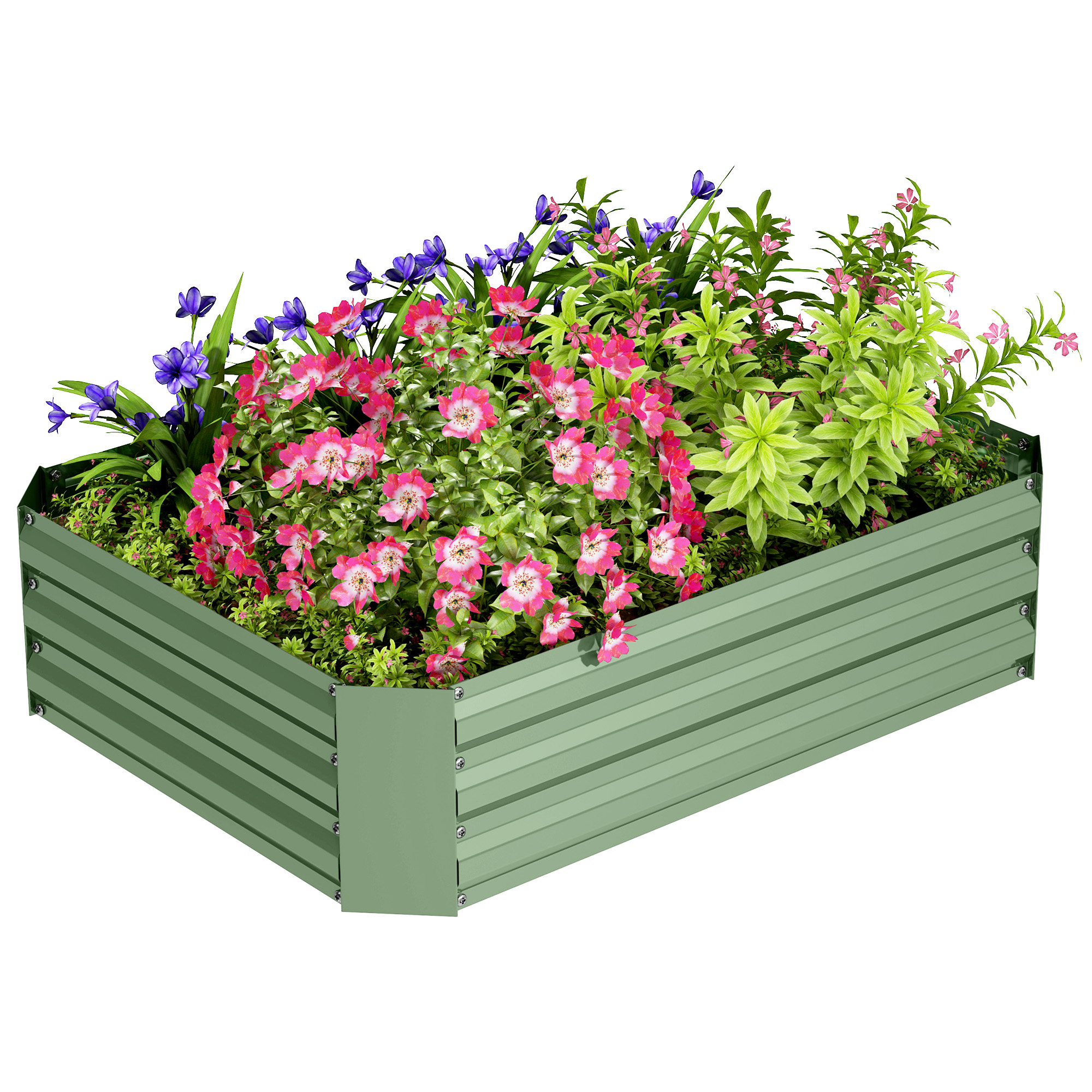 Hochbeet aus verzinktem Stahl, Gartenbeet, Pflanzkasten für Garten, Blumenkasten, 120 x 90 x 30 cm, Dunkelgrün