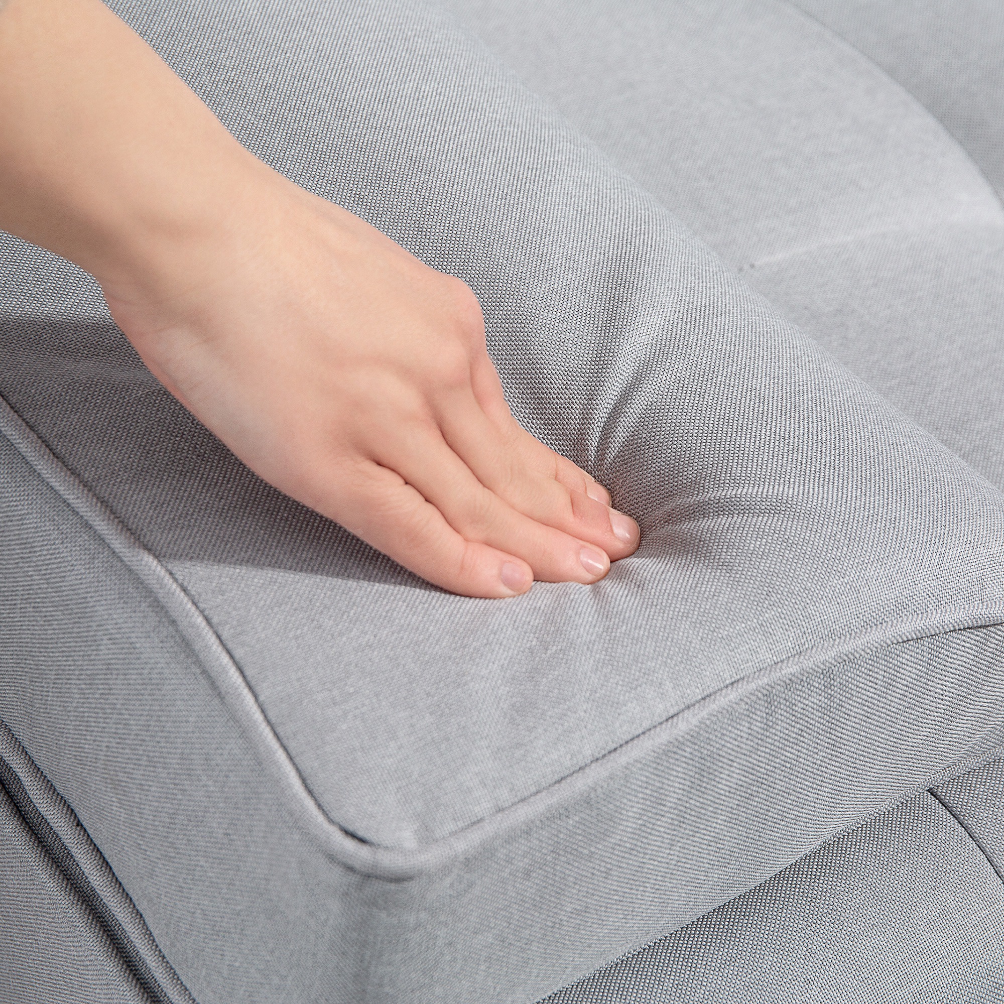 Schlafsofa, 3-Sitzer Sofa, Schlafcouch mit Klappbarem Tisch, Becherhalter, Bettsofa mit Leinenoptik, Couch Gästebet für Wohnzimmer, Hellgrau
