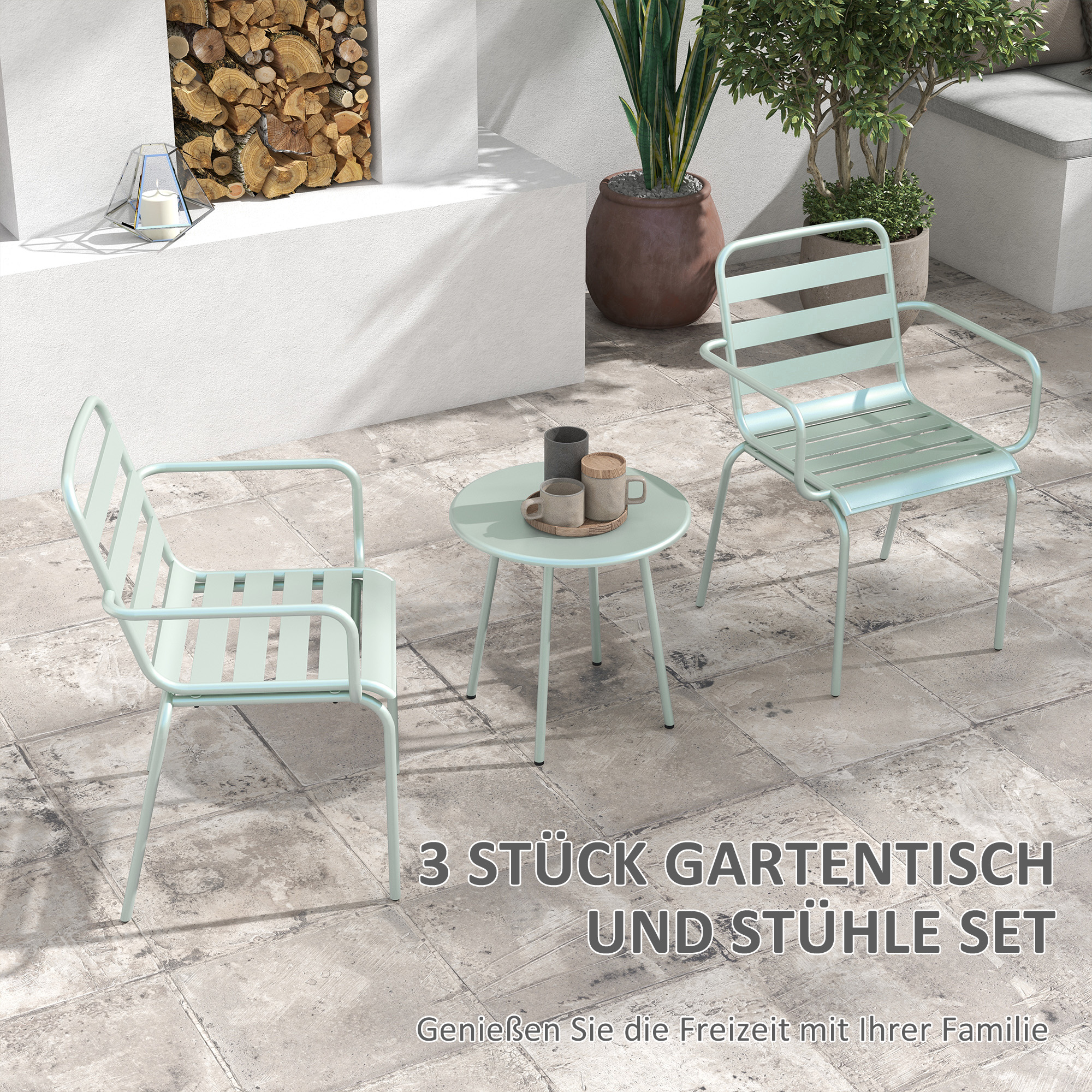 3teiliges Bistro-Set Balkonbistro-Set 2er-Bistroset, klappbar, modernes Design, 51 x 58 x 78 cm, Grün