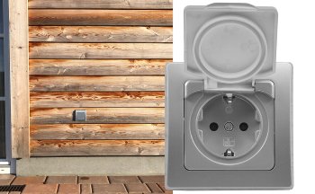 DELPHI Schutzkontakt-Steckdose IP44 / 250V~/ 16A, inkl. Rahmen, UP, silber
