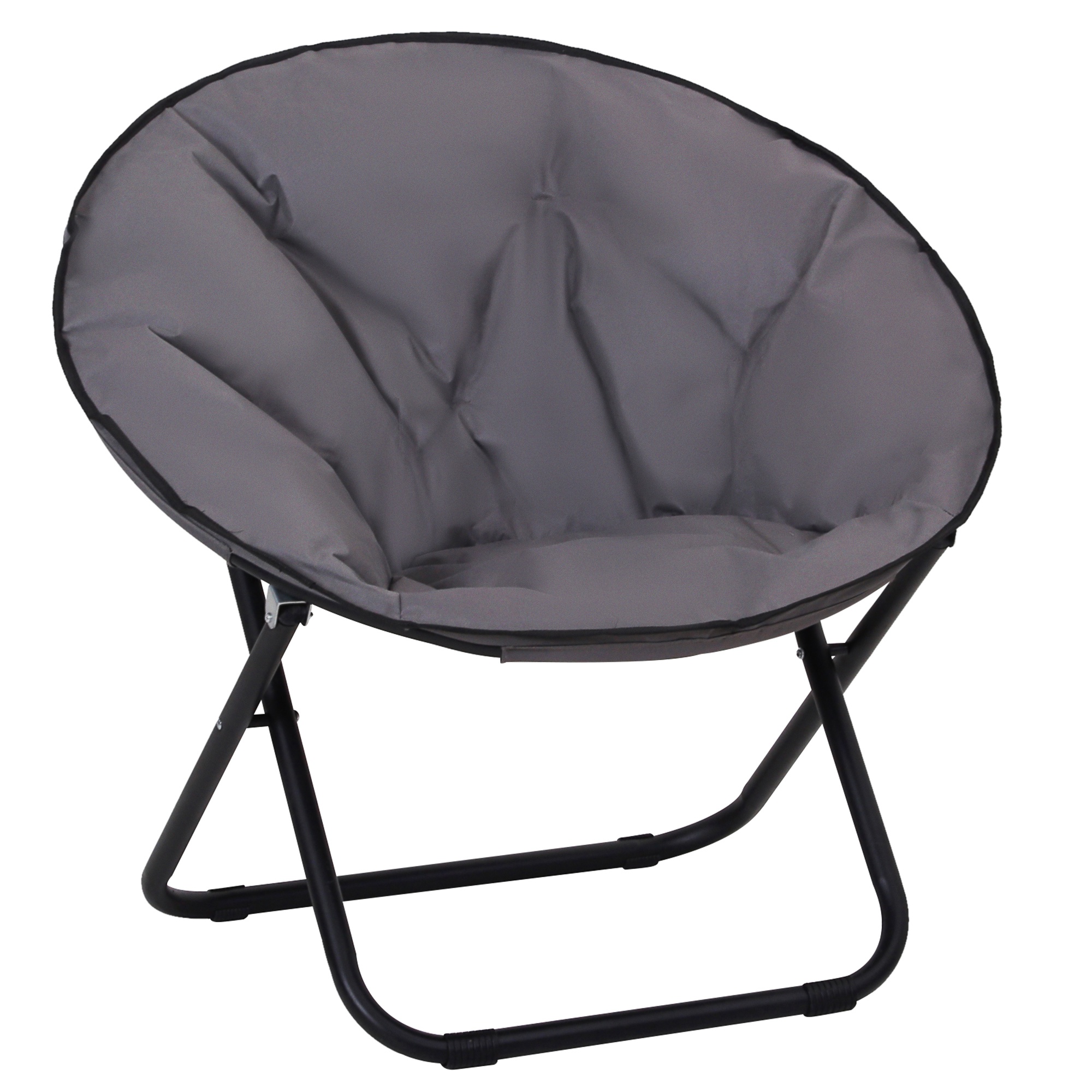 Campingstuhl Faltbar Campingsessel mit Lehne, Klappstuhl bis 120kg, gepolstert Moonchair Extra Breit, Faltsessel Outdoor Stuhl für Garten, Balkon, Camping, Grau