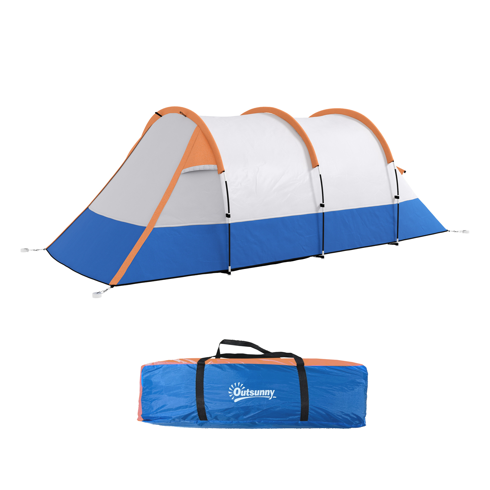 Campingzelt, für 3 Personen, Laternenhaken, drei Eingänge, wasserdicht, Orange