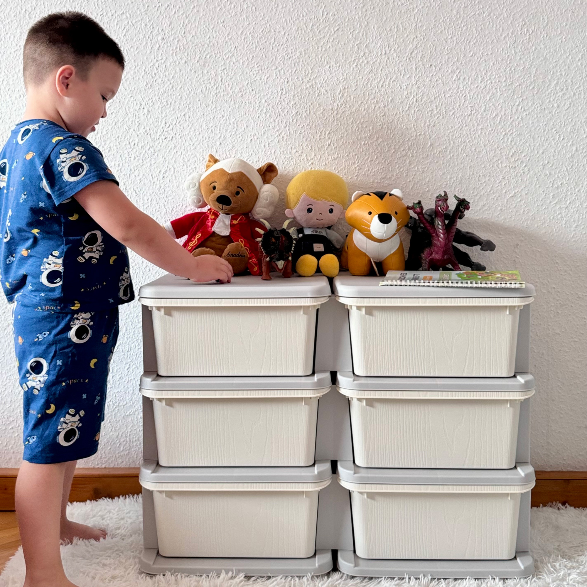 Aufbewahrungsbox für Kinder, Kinder-Aufbewahrungsbox, 3 Schubladen, Weiß