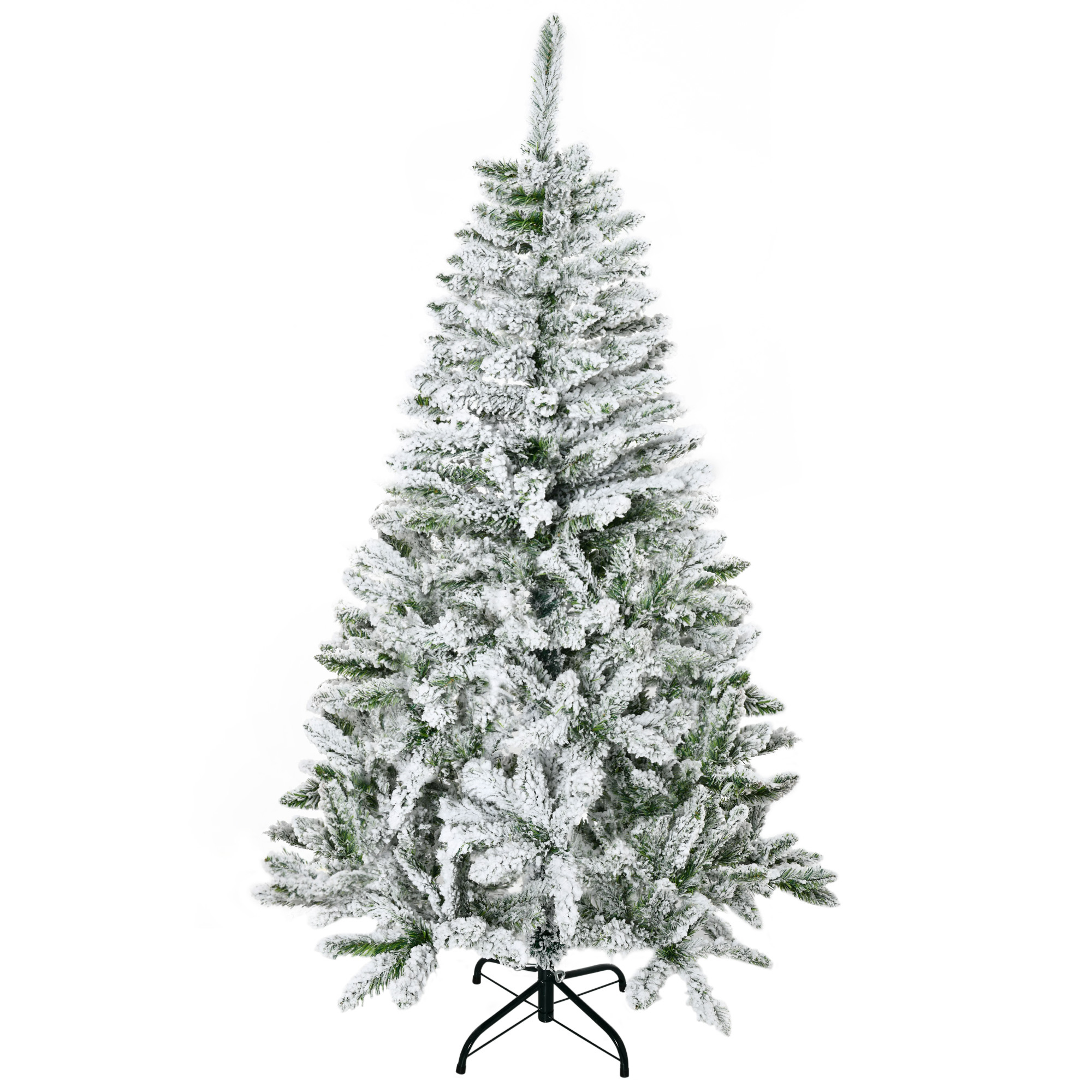 Künstlicher Weihnachtsbaum, Schnee-Effekt, flammenhemmend, Scharnierkonstruktion, Grün/Weiß