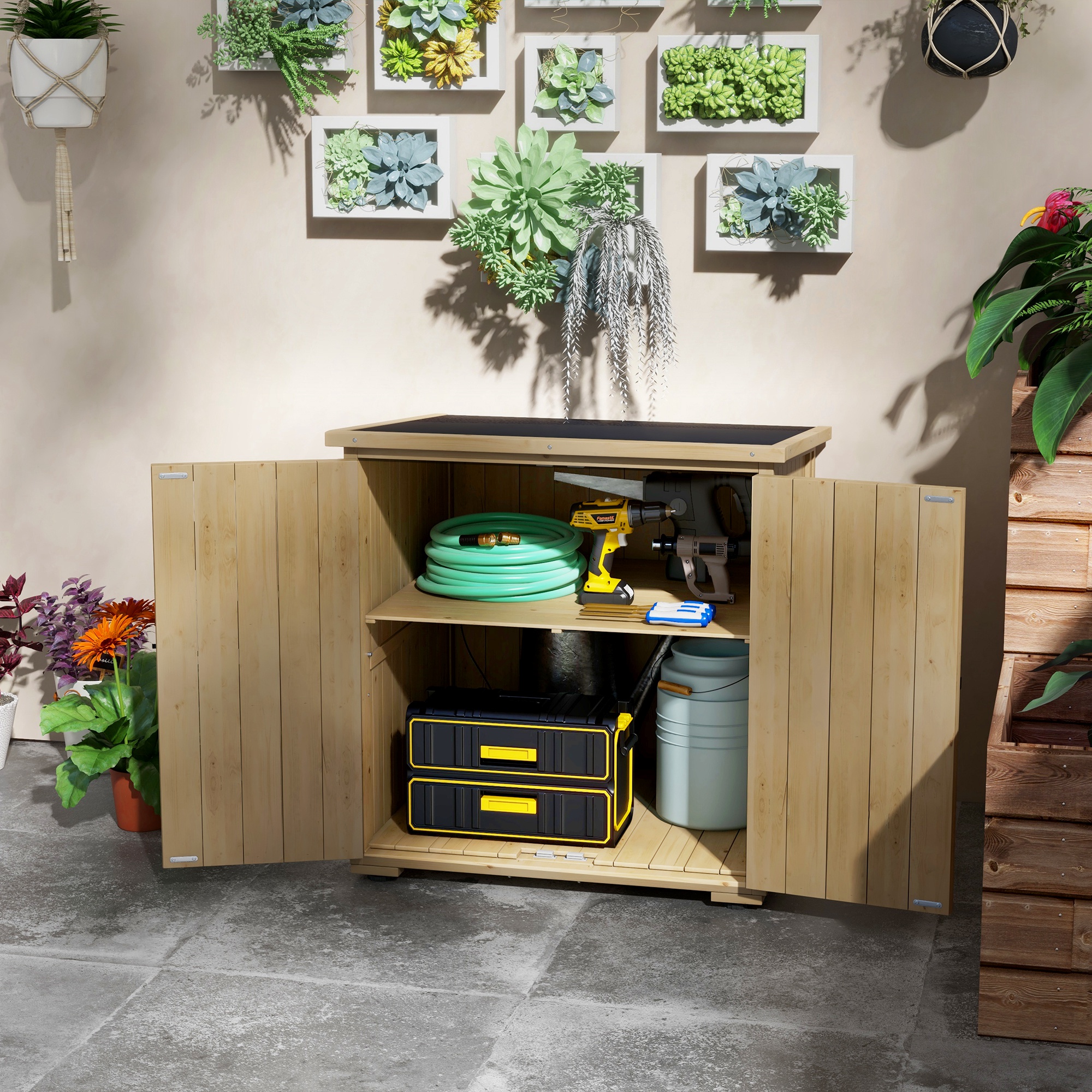 Outdoor Aufbewahrungsbox Gartenbox Kissenbox, wetterbeständig, Asphaltdach, 77,5 cm x 88 cm x 90 cm, Dunkelgrau