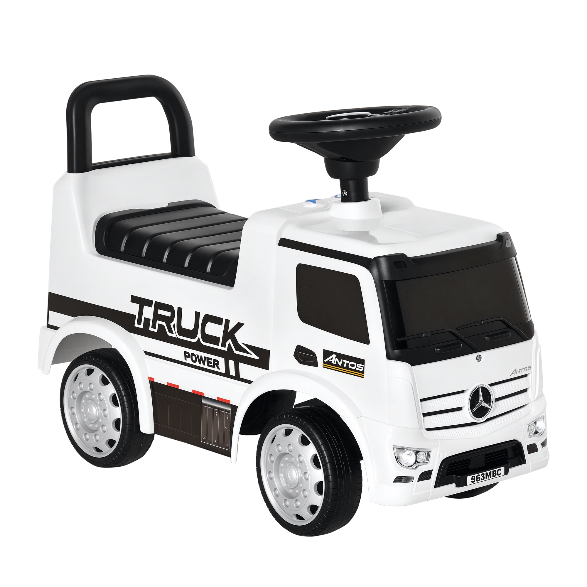 Rutscherfahrzeug Rutscherauto Babyrutscher Kinderfahrzeug lizenziert von Mercedes ANTOS-LKW-Stil mit Licht für Kinder von 12 bis 36 Monaten Metall PP-Kunststoff Weiß+Schwarz 62,5x28,5x45cm Rutscherfahrzeug Rutscherauto Babyrutscher Kinderfahrzeug lizenziert von Mercedes ANTOS-LKW-Stil mit Licht für Kinder von 12 bis 36 Monaten Metall PP-Kunststoff Weiß+Schwarz 62,5x28,5x45cm
