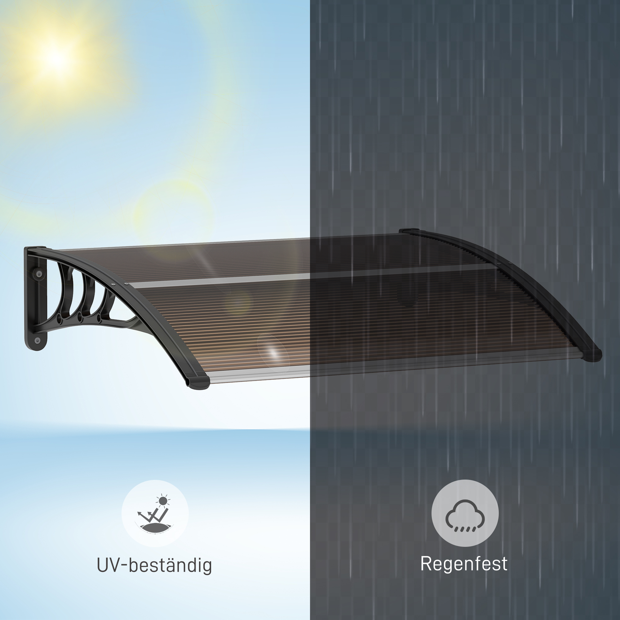 Vordach Haustürvordach 120 x 75 cm Pultvordach Überdachung Polycarbonat