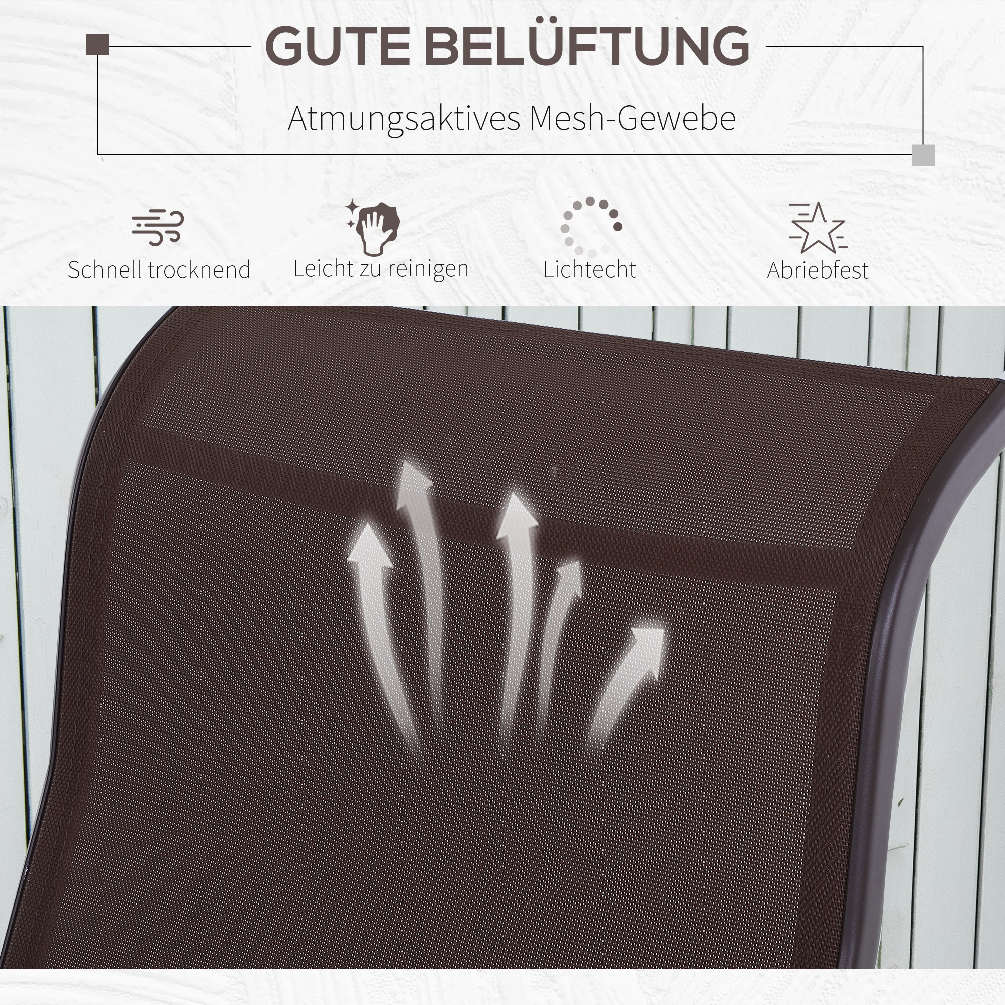 Schaukelstuhl Garten Gartenstuhl Relaxstuhl Gartenschaukel Garten Metall Schaukel Stuhl für Garten Terrasse Balkon Texteline Braun 60 x 78 x 105 cm