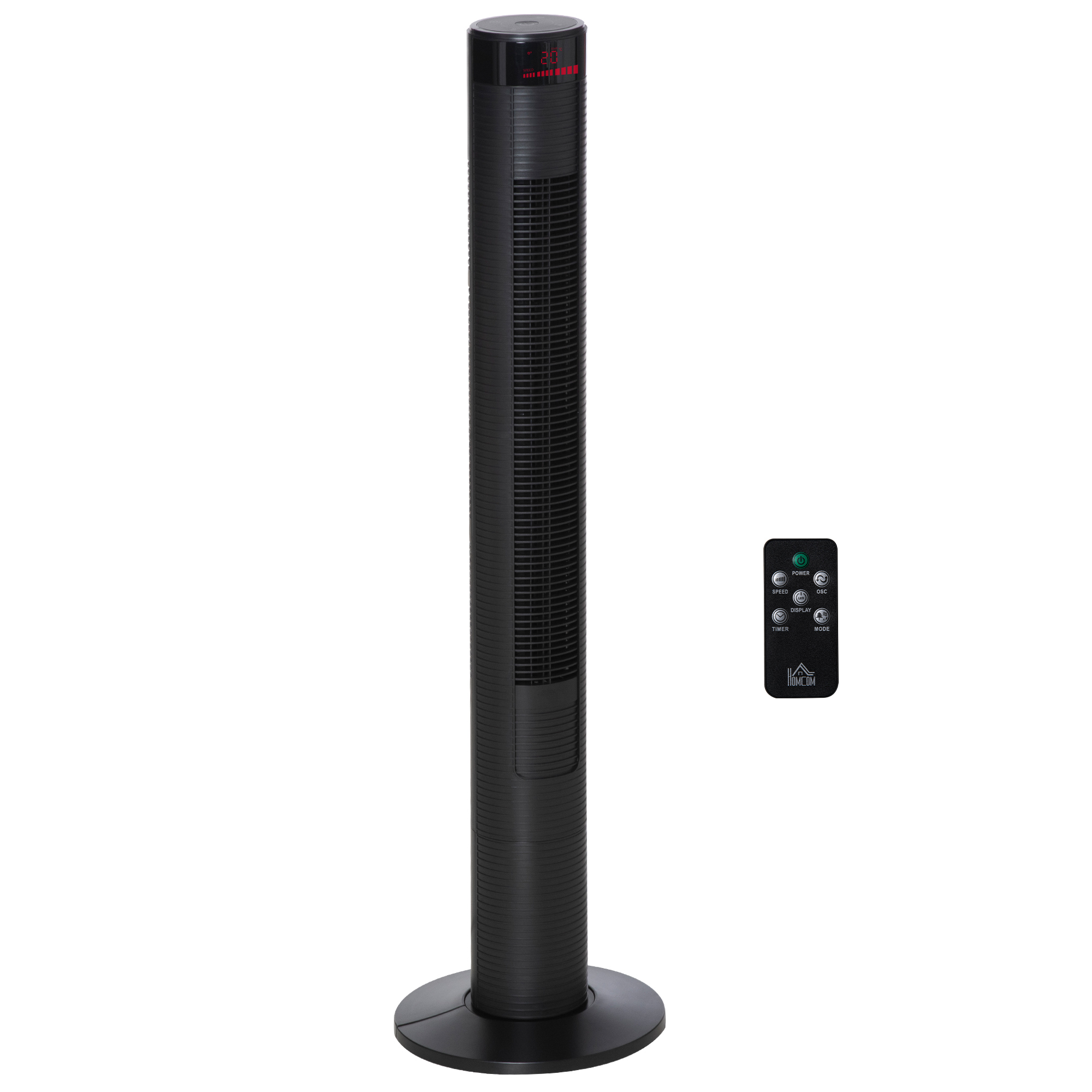 Turmventilator leise mit Fernbedienung 117 cm 70° Oszillierende Ventilator Standventilator mit 4 Modi, 3 Geschwindigkeiten, 12 Std.-Timer, LED-Anzeige, Schwarz