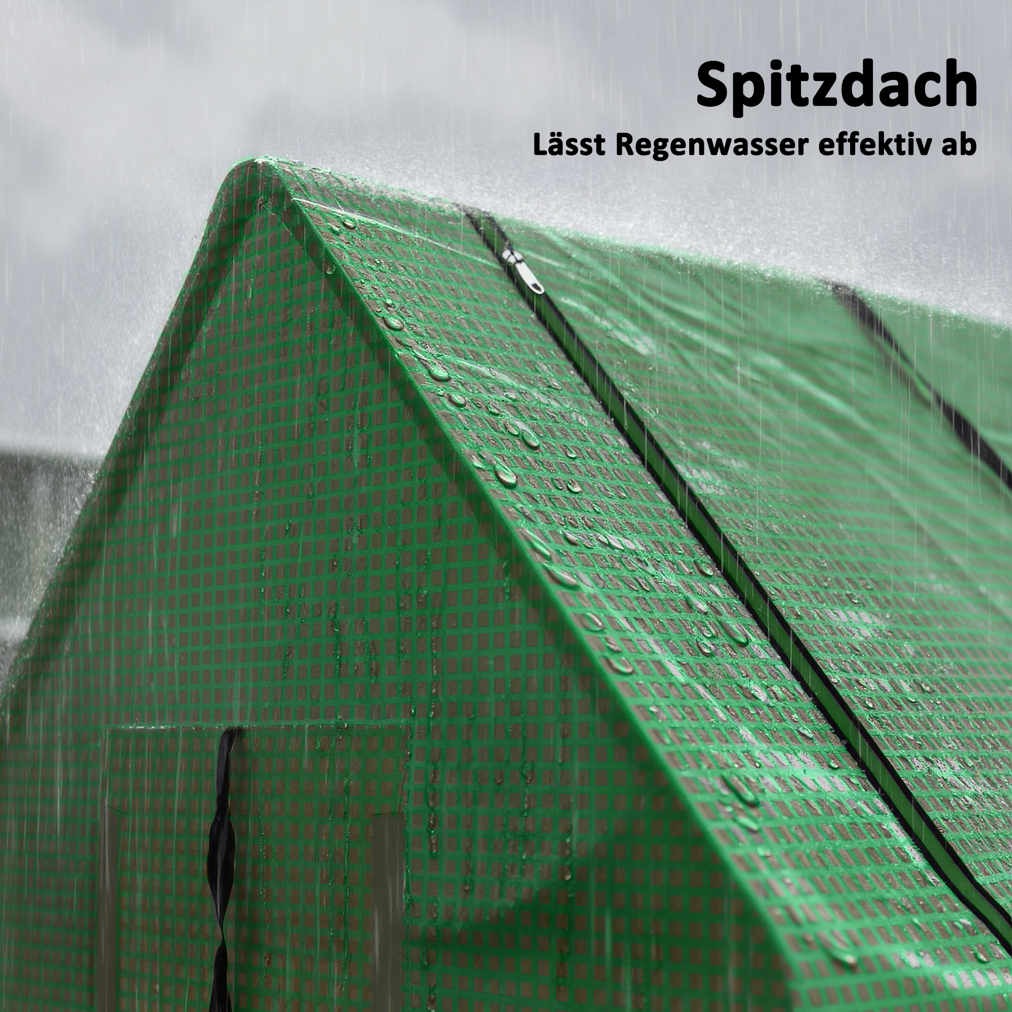 Mini-Gewächshaus, wetterbeständig, aufrollbares Fenster, 240 cm x 90 cm x 90 cm, Grün