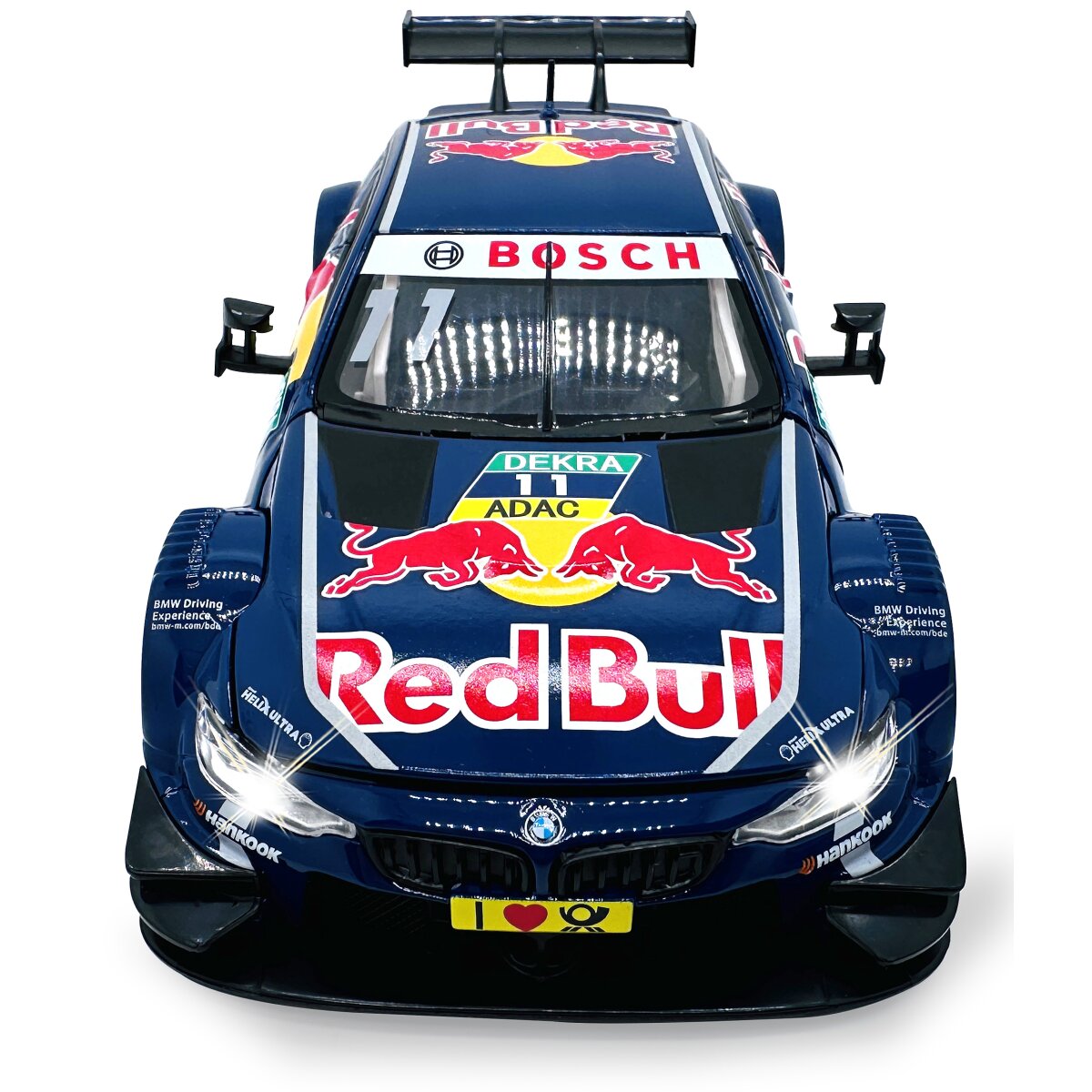 BMW M4 DTM Diecast 1:24 blau inkl. Knopfzellen