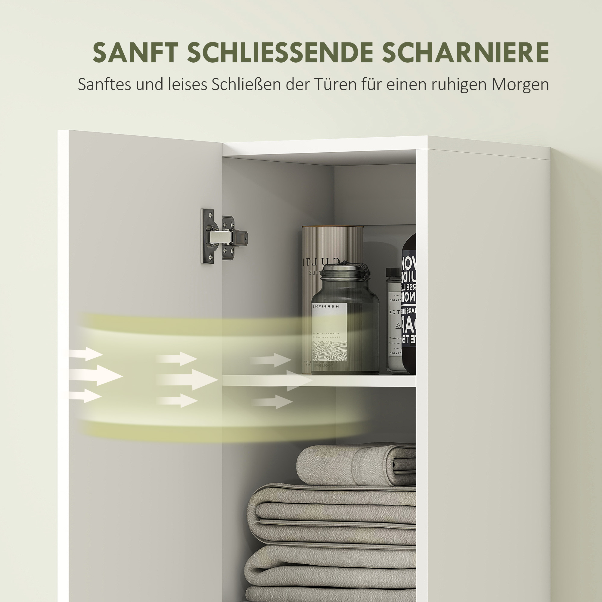 Wandmontierter Badezimmerschrank, lackierte Oberfläche, 6 Regale, MDF, Weiß
