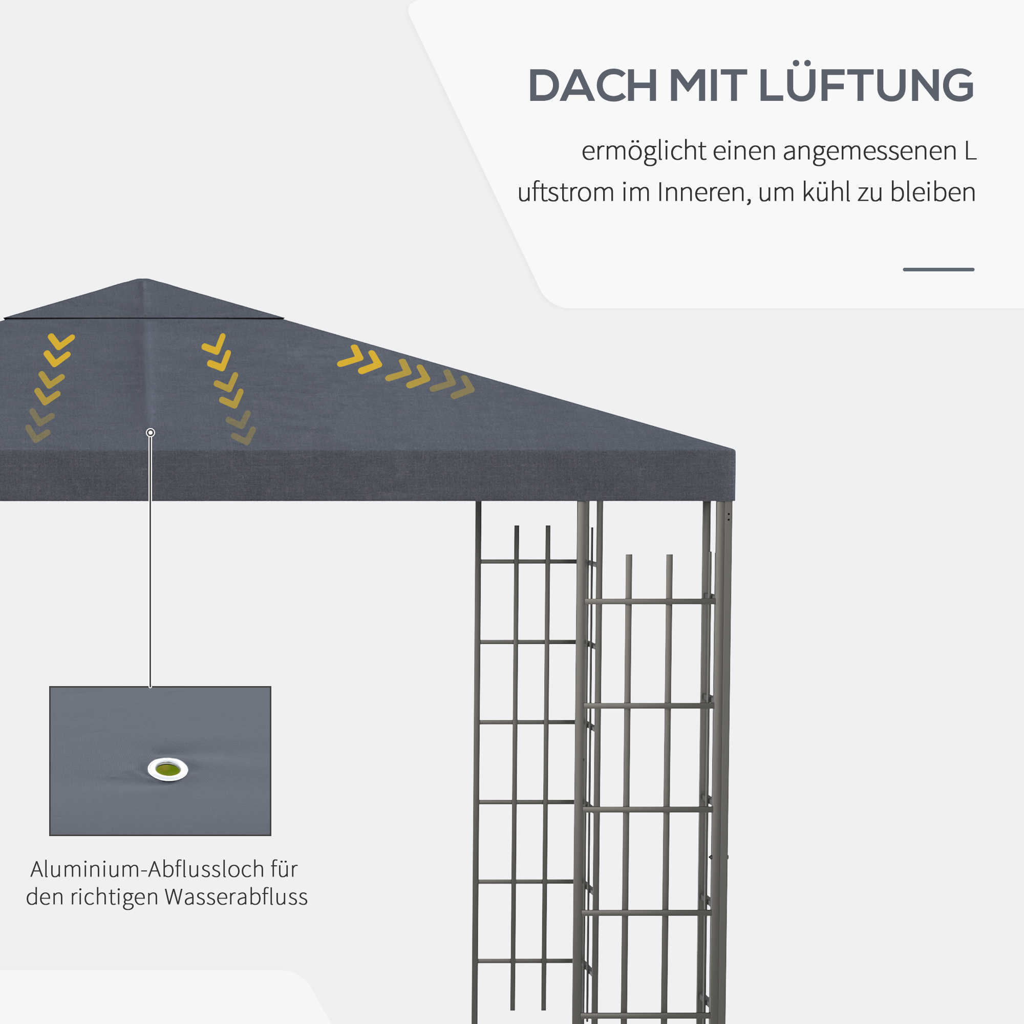 Gartenpavillon 2,95 x 2,95 m Pavillon Gartenzelt Festzelt Partyzelt Stahl Polyester Grau