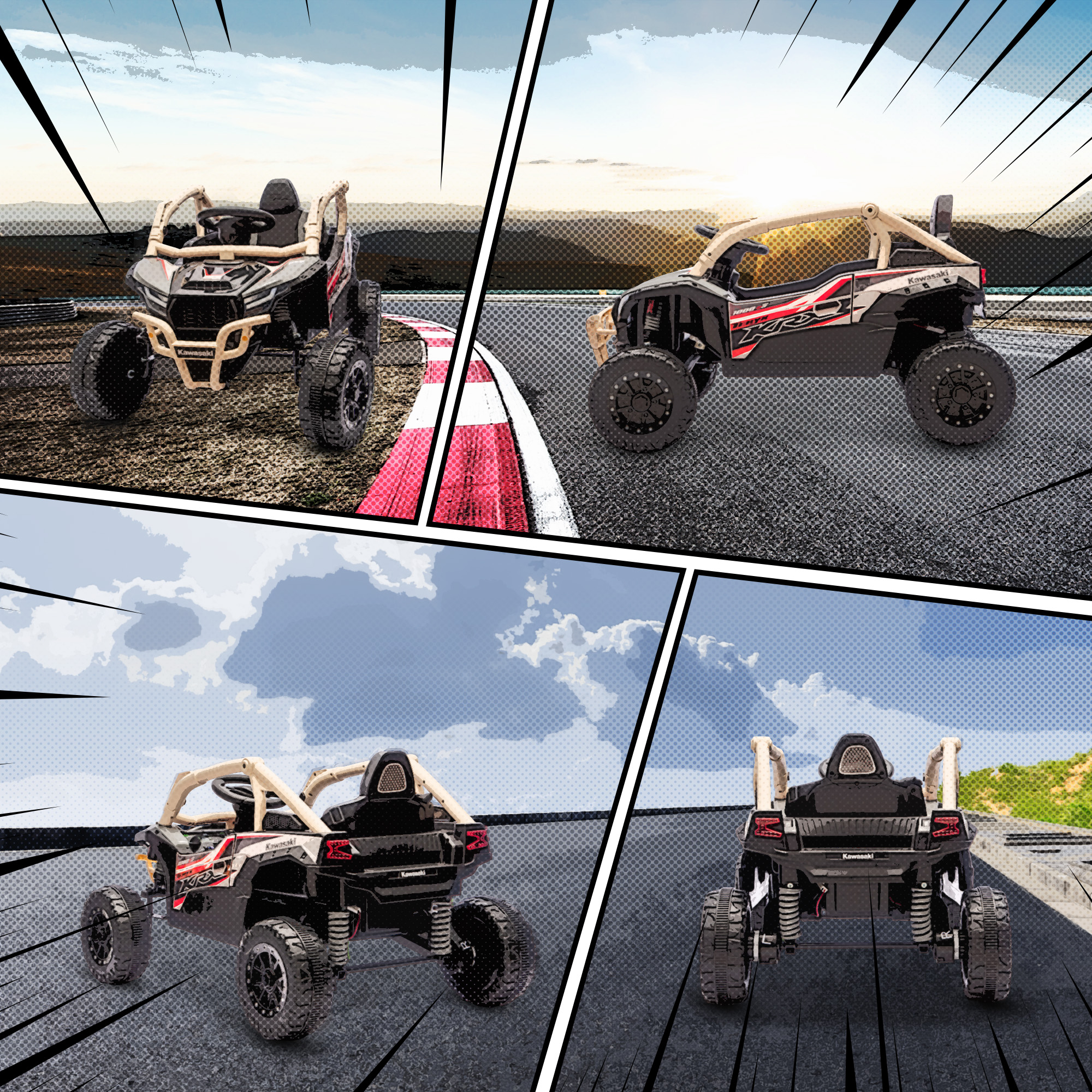 12V Elektrisches Geländefahrzeug für Kinder, Fernbedienung, LED-Lichter, Musik, Hupe, für Kinder von 3-8 Jahren, Gelb